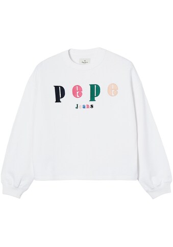 Pepe Jeans Sweater »PEG SWEAT«, in lässiger Passform mit buntem Markenlogo als Aufnhäher kaufen
