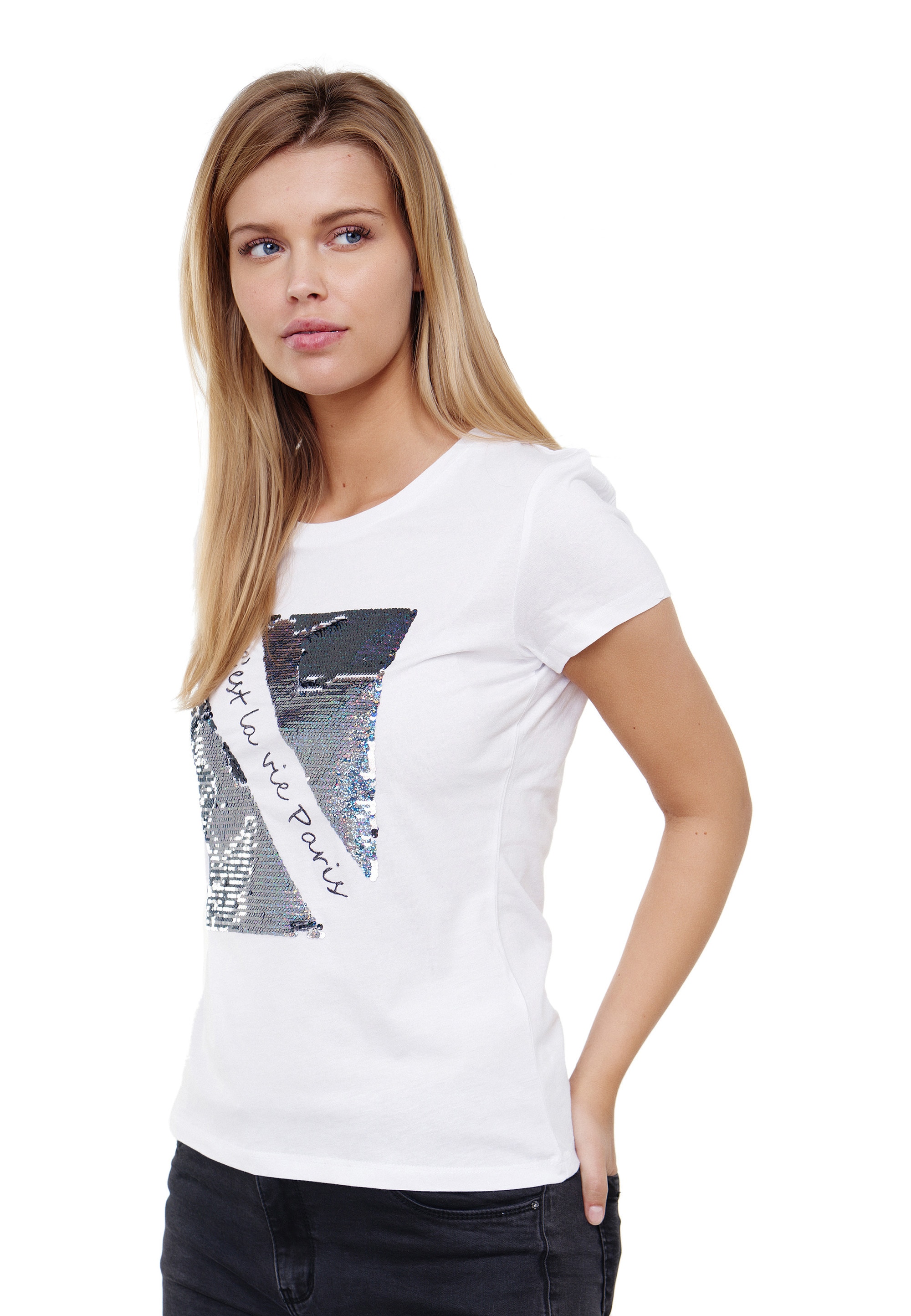 Decay T-Shirt, mit coolem Pailletten-Besatz online | I\'m walking