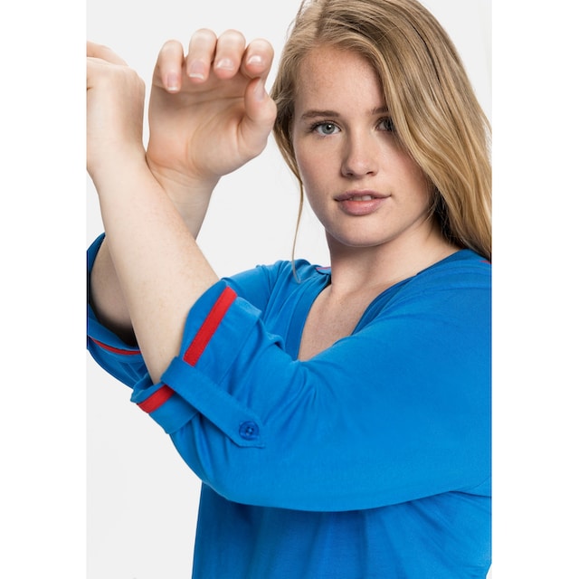 Sheego 3/4-Arm-Shirt »Große Größen«, mit farbigen Akzenten und 7/8-Ärmel  online