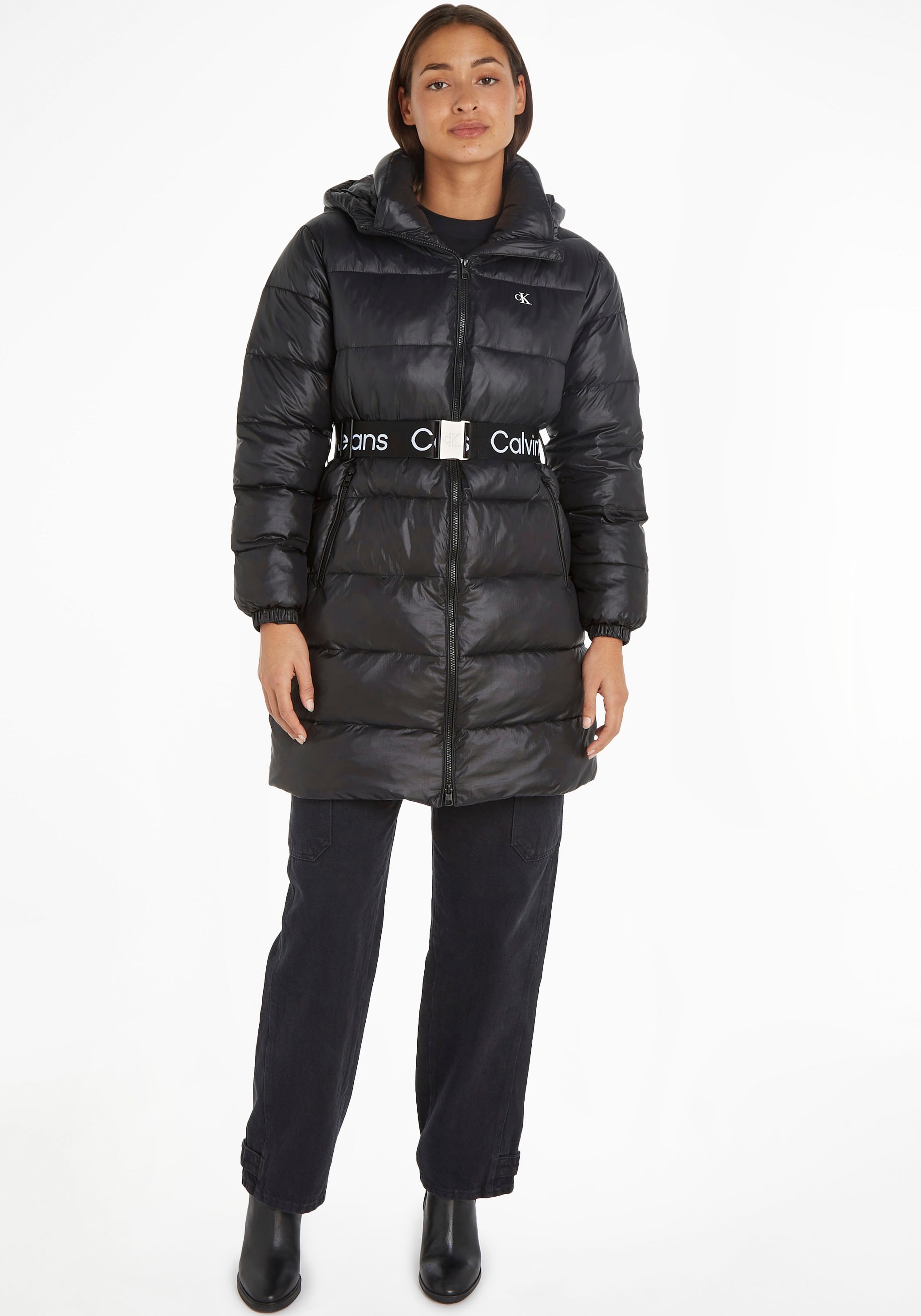 Calvin Klein Jeans walking LONG Kapuze mit JACKET«, I\'m | »LW Steppjacke FITTED bestellen PADDED