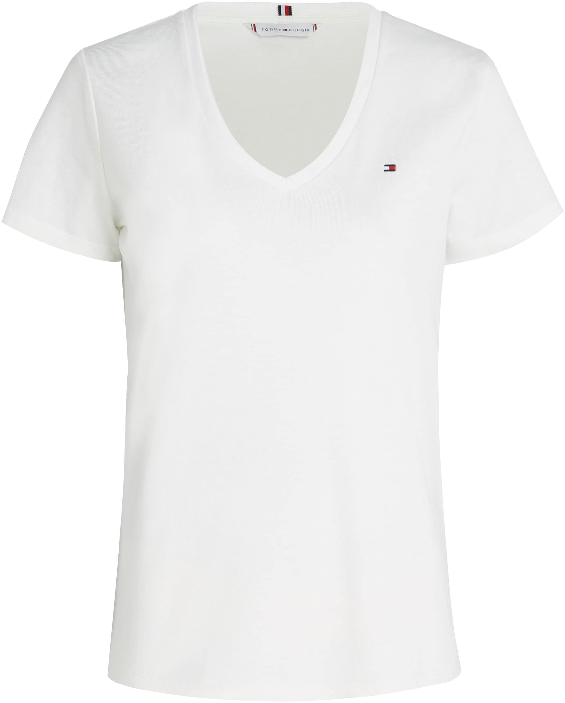 Tommy Hilfiger T-Shirt »SLIM CODY shoppen V-NECK Logostickerei dezenter SS«, mit RIB