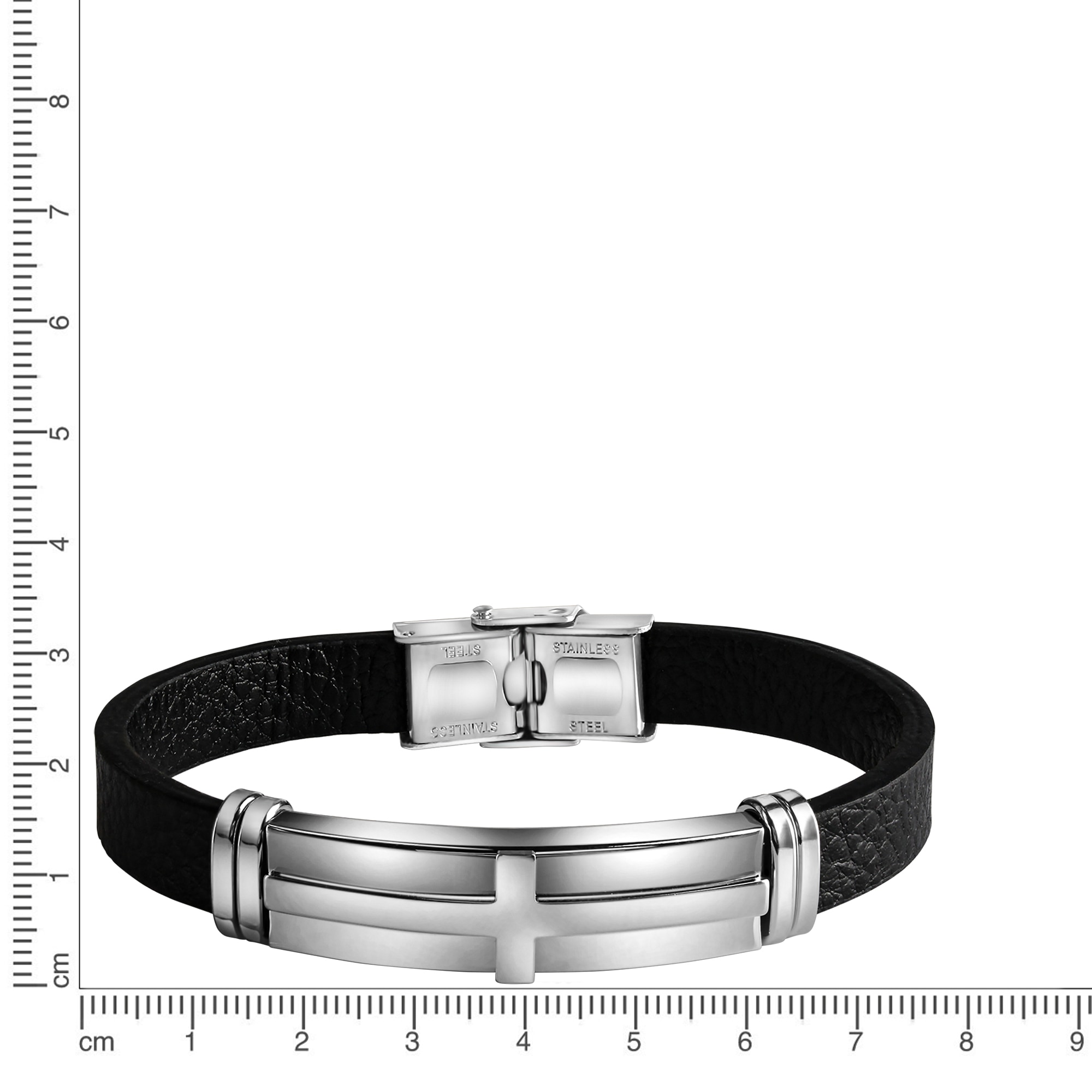 | kaufen schwarzes online Leder« walking I\'m »Edelstahl Armband Zeeme