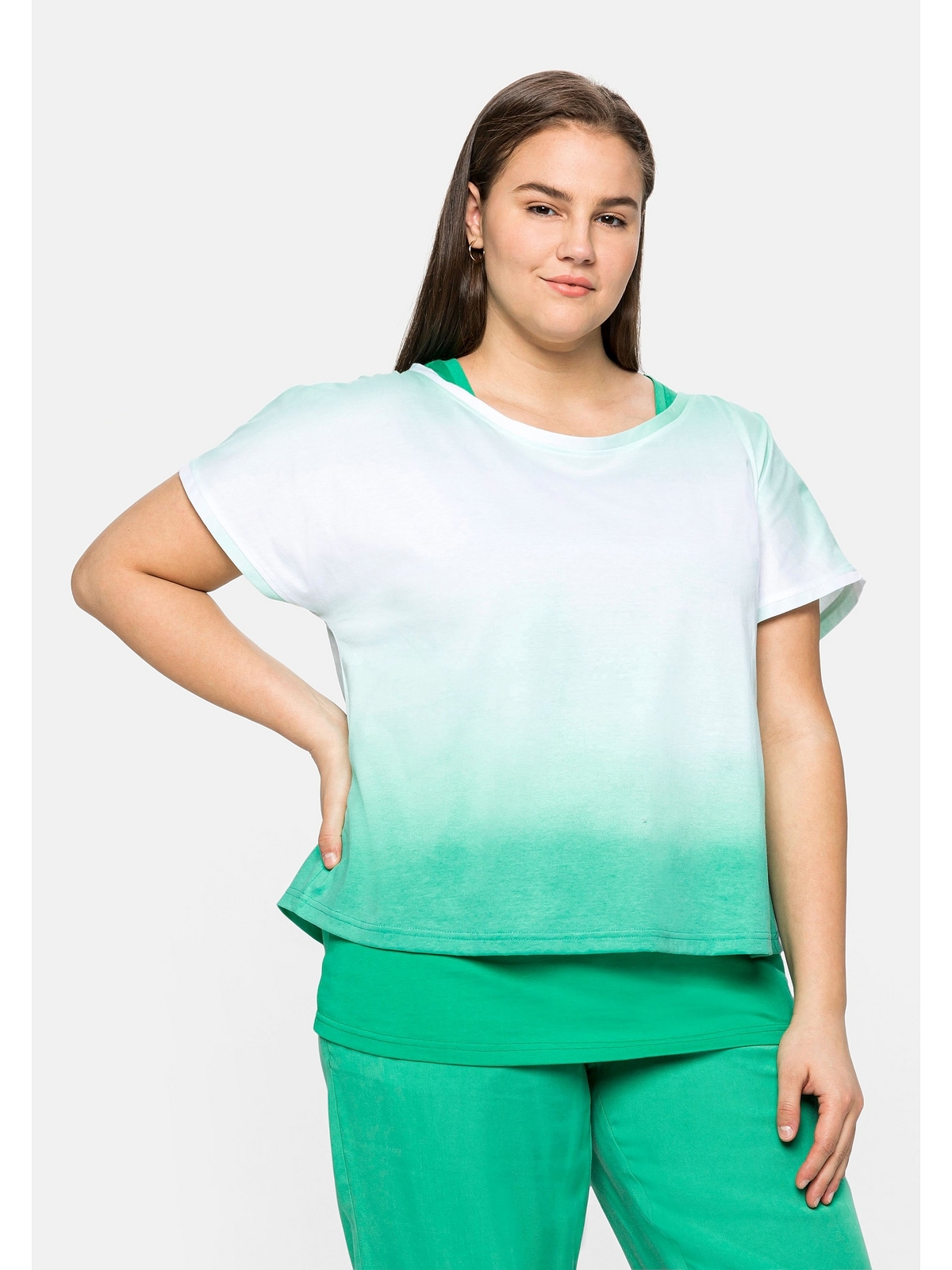 Sheego Tanktop »Große Größen«, und Shirt im Lagenlook, in gebatikter Optik  bestellen | I\'m walking