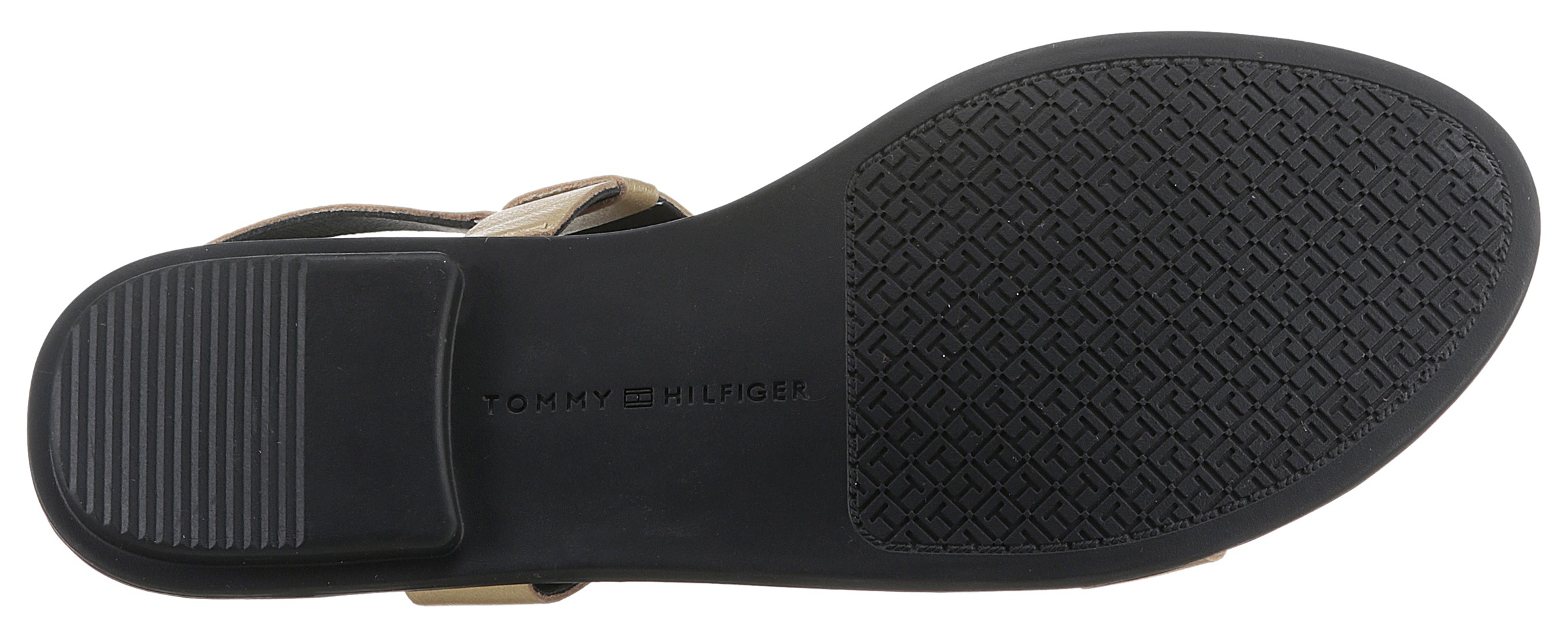 Tommy Hilfiger Riemchensandale TH FLAT SANDAL GOLDEN mit TH-Schmuckelement