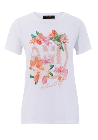 Aniston CASUAL T-Shirt, mit Glitzersteinchen verzierter, tropischer Frontdruck mit... kaufen
