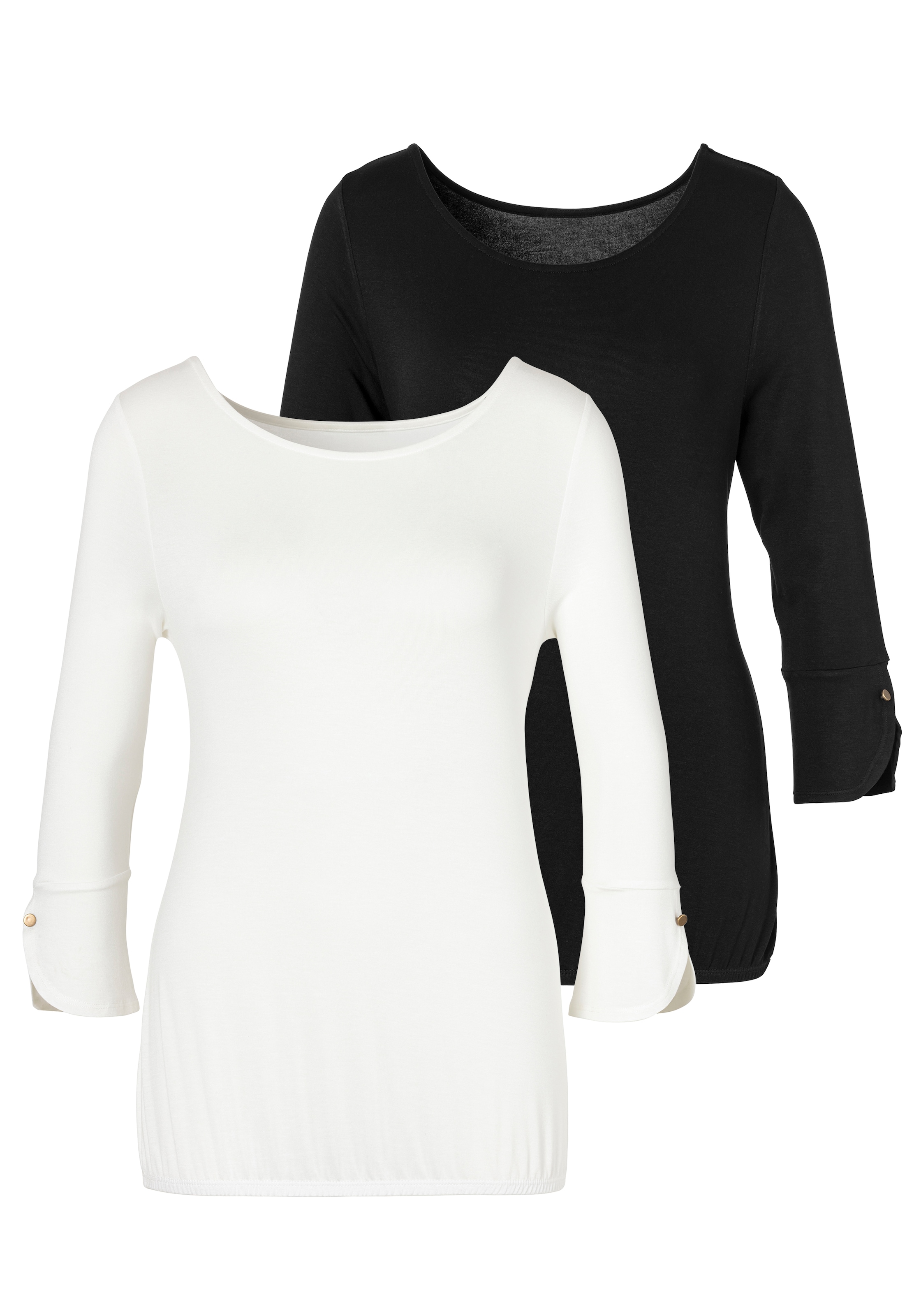 Vivance 3/4-Arm-Shirt, (2er-Pack), mit modischen Manschetten und goldfarbenen Knöpfen kaufen