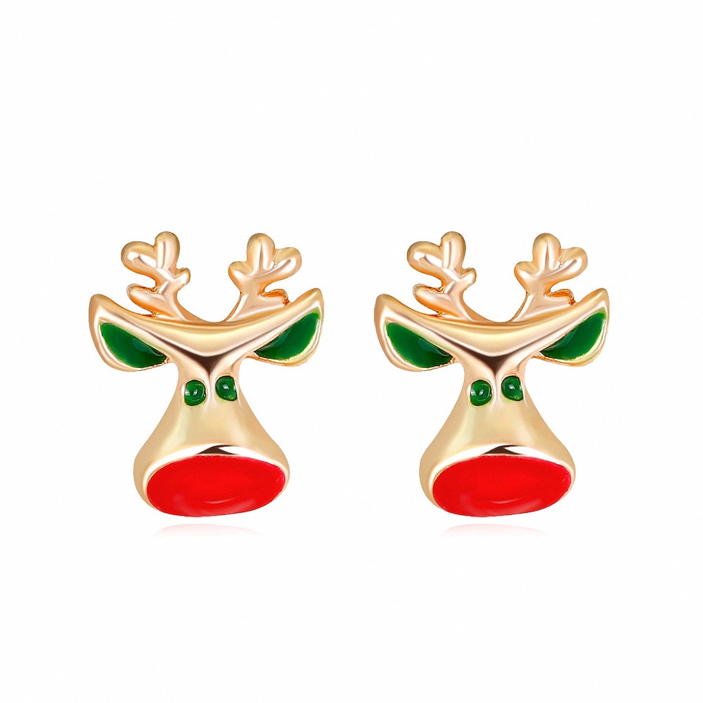 Adelia´s Paar Ohrstecker Weihnachtsschmuck Ohrstecker Elch mit Strass Kristallen Weihnachtsschmuck