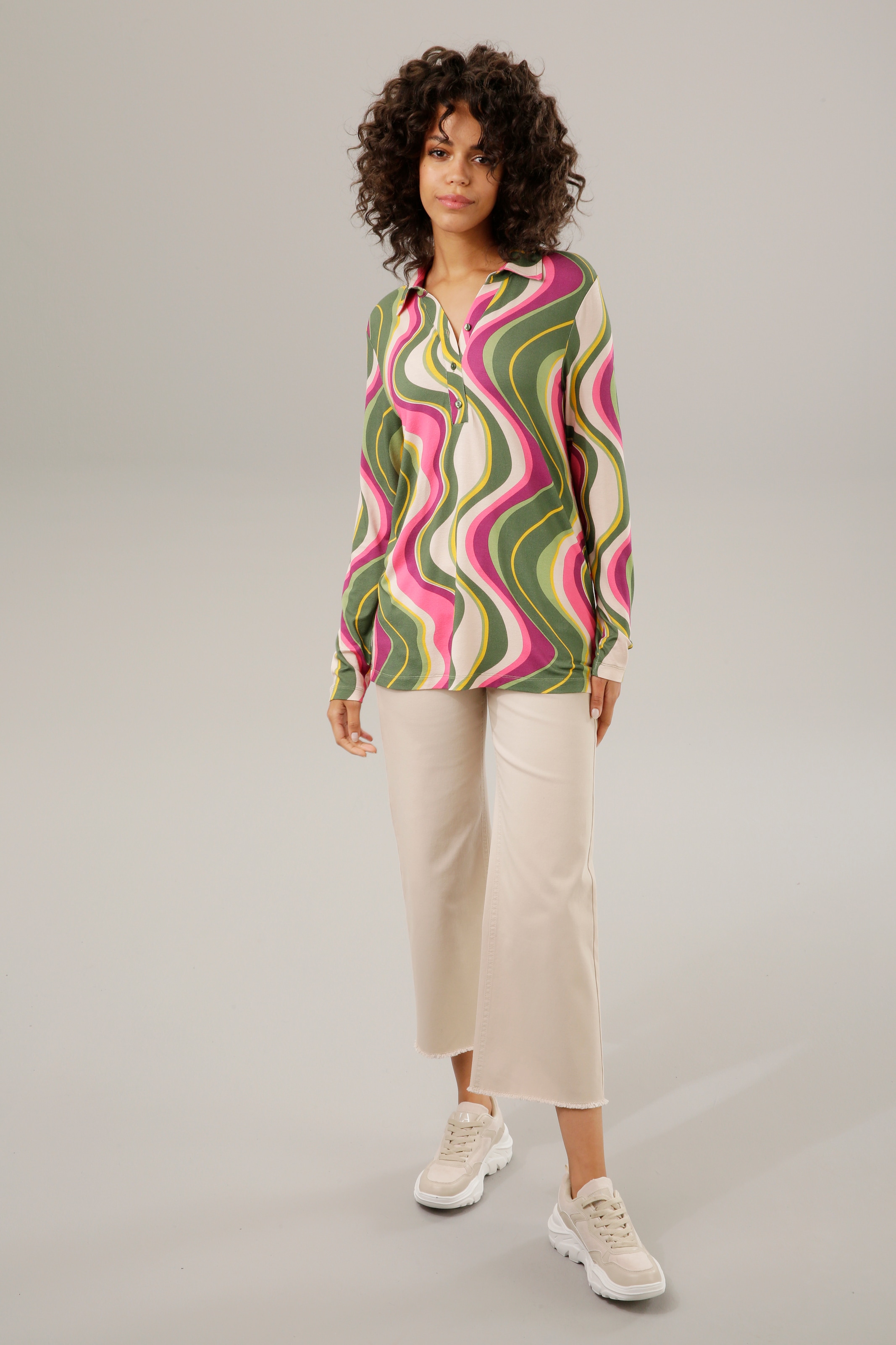 Aniston CASUAL Shirtbluse, farbenfrohes Wellenmuster - jedes Teil ein  Unikat online | I'm walking