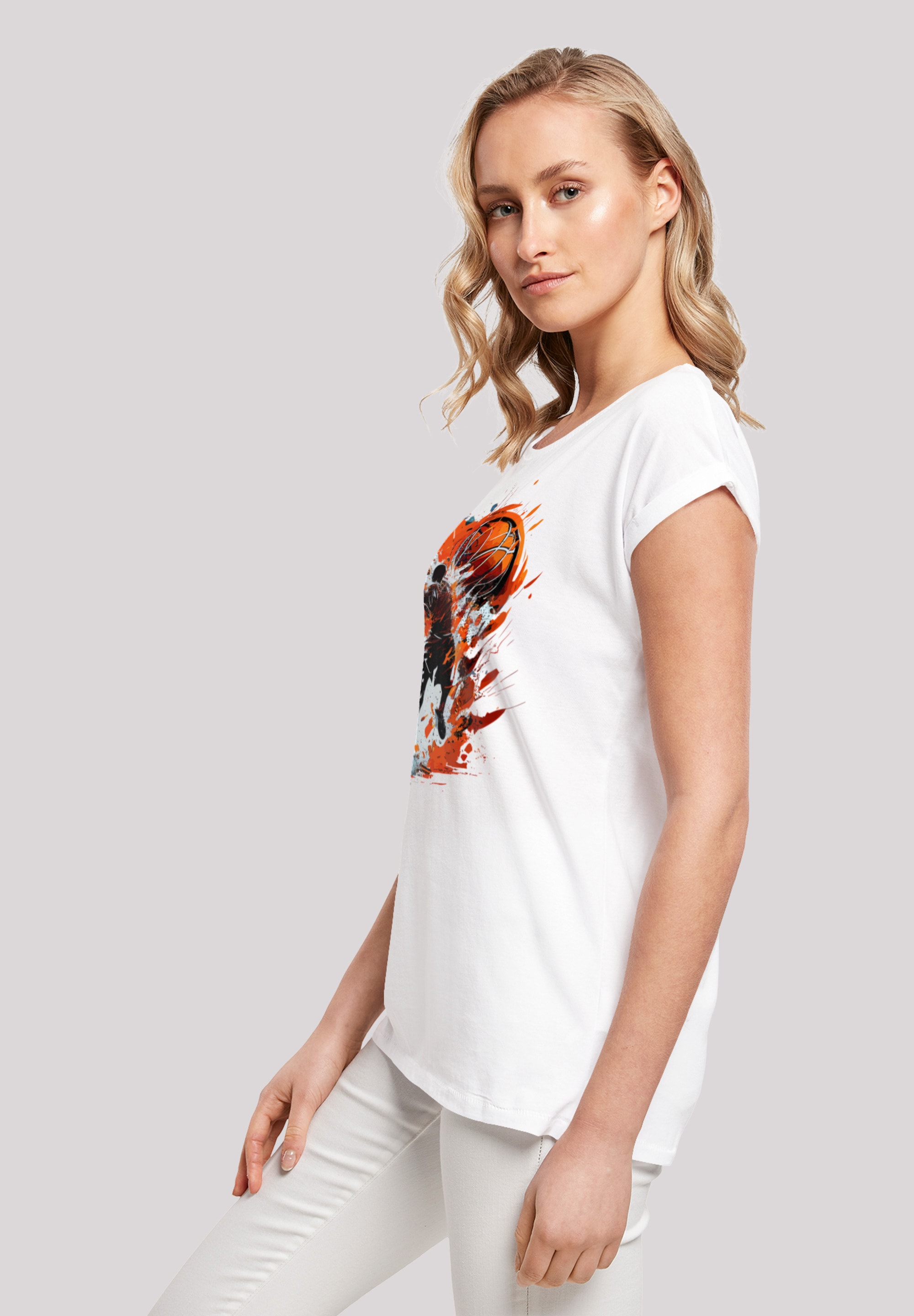 SHORT T-Shirt shoppen Splash Orange Print SLEEVE«, F4NT4STIC Sport »Basketball