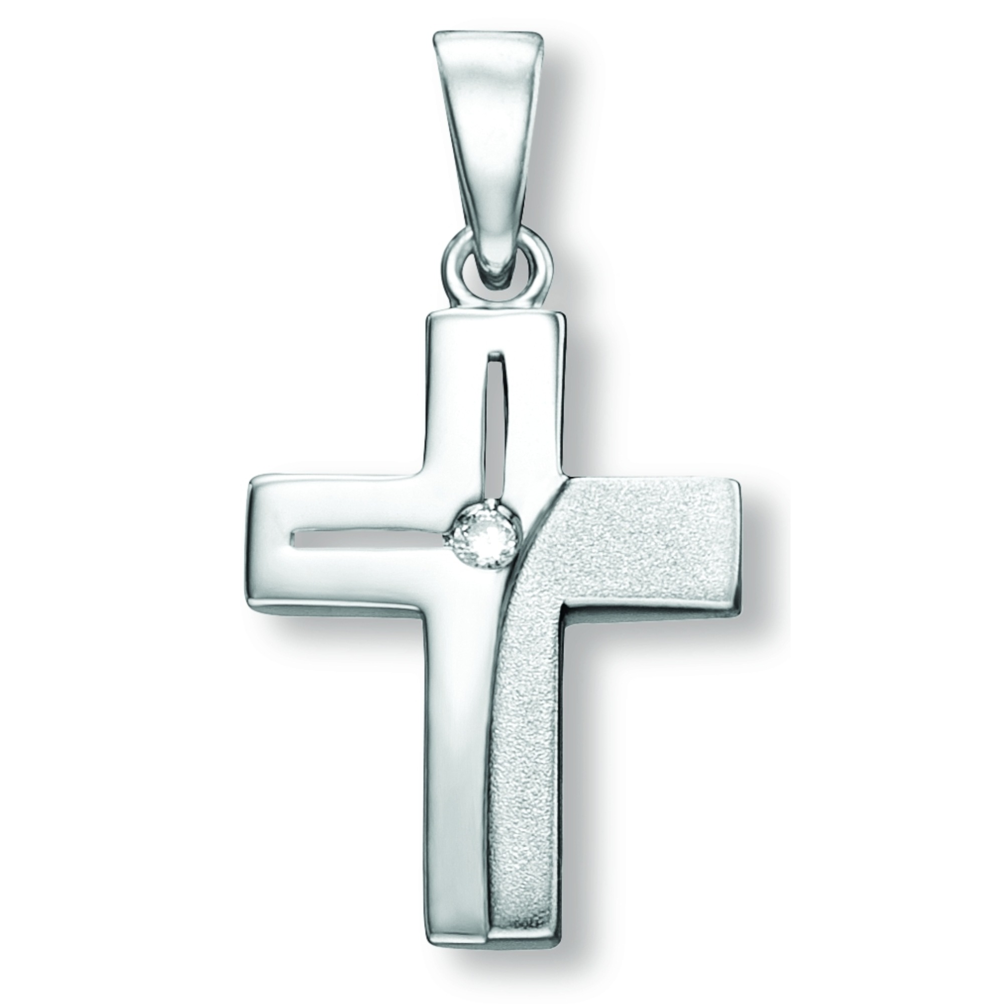 ELEMENT 925 Damen Silber Kettenanhänger Kreuz Silber ONE Anhänger Schmuck aus Zirkonia