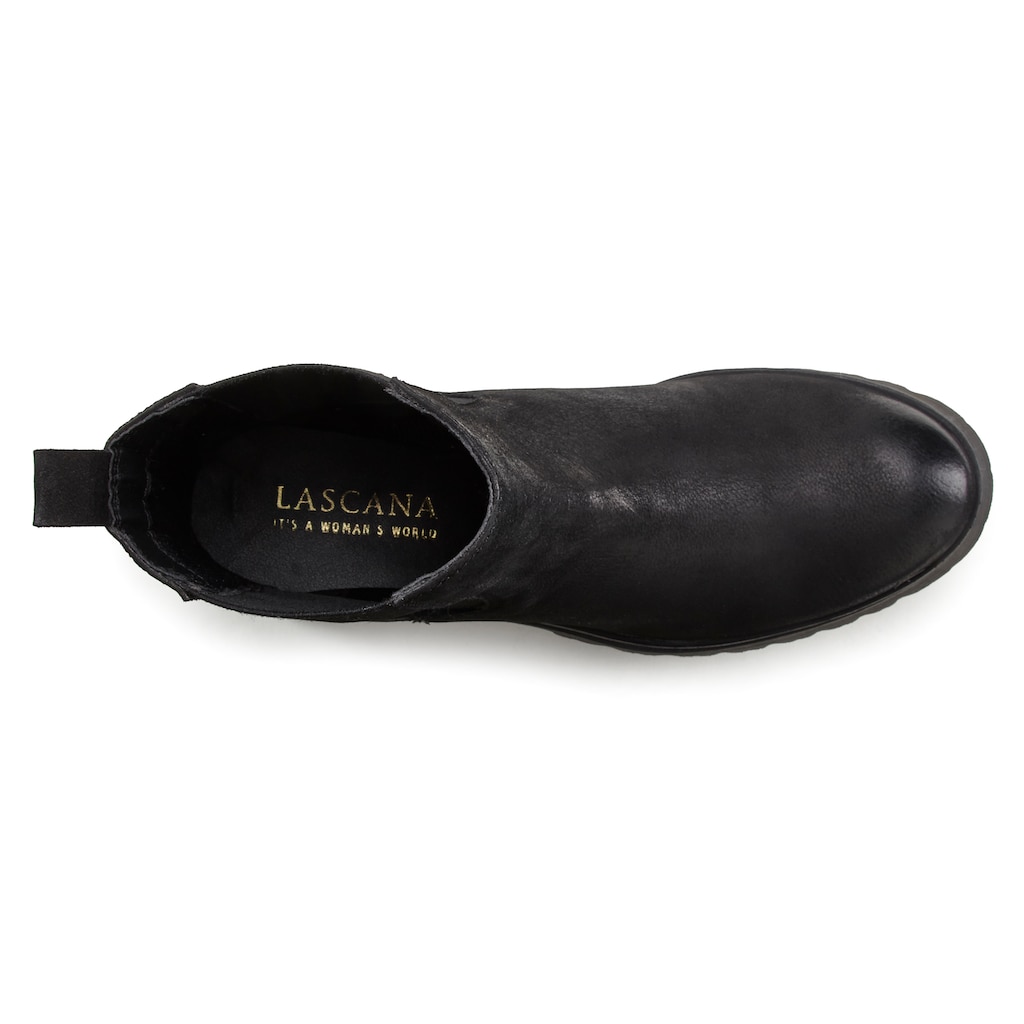 LASCANA Stiefelette, Chelsea Boots aus Leder mit modischem Blockabsatz