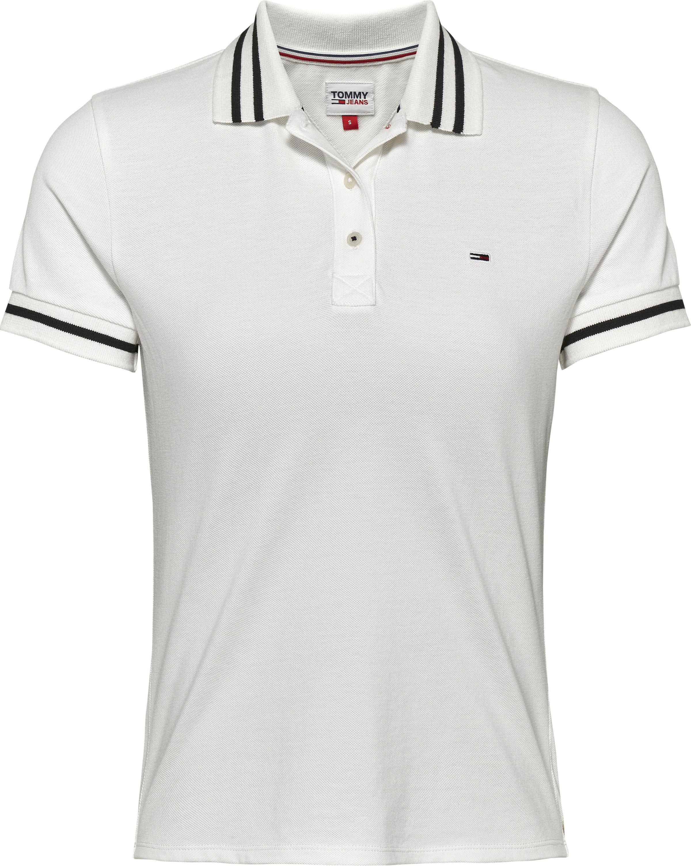 Tommy Jeans Poloshirt »TJW ESSENTIAL shoppen Kontraststreifen | & walking POLO«, Label-Flag Tommy TIPPING mit I\'m Jeans