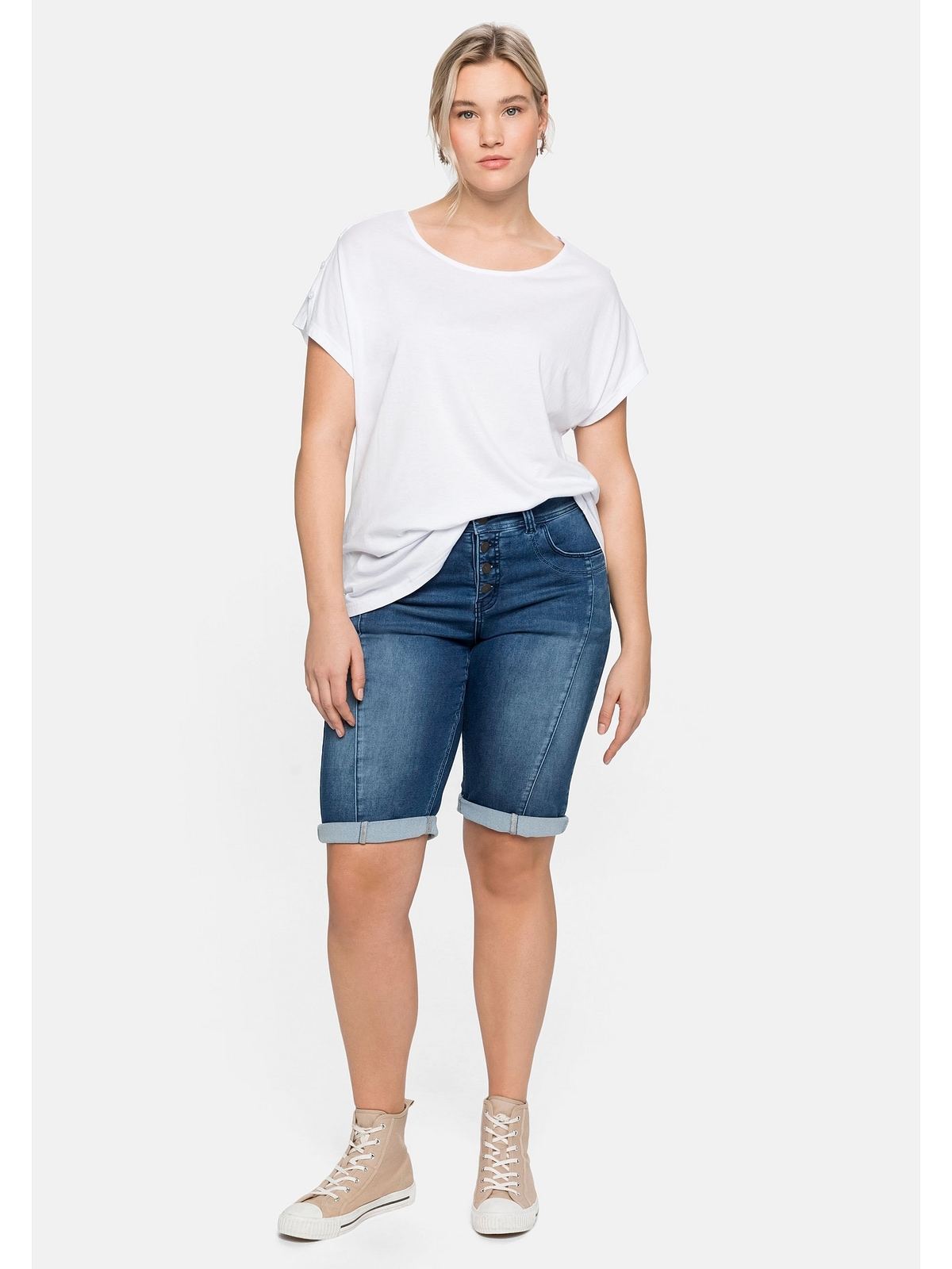 Sheego T-Shirt »Große mit walking Linie A- in Schulterpartie, I\'m Größen«, leichter | shoppen offener