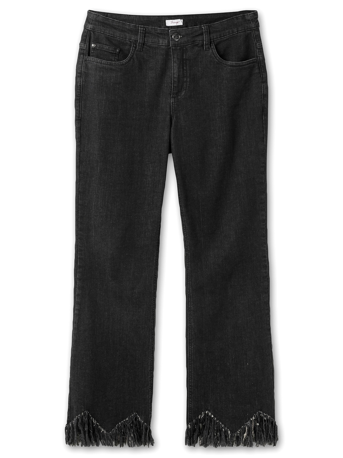 Sheego Bootcut-Jeans Zickzack-Form mit in Fransensaum »Große bestellen Größen«