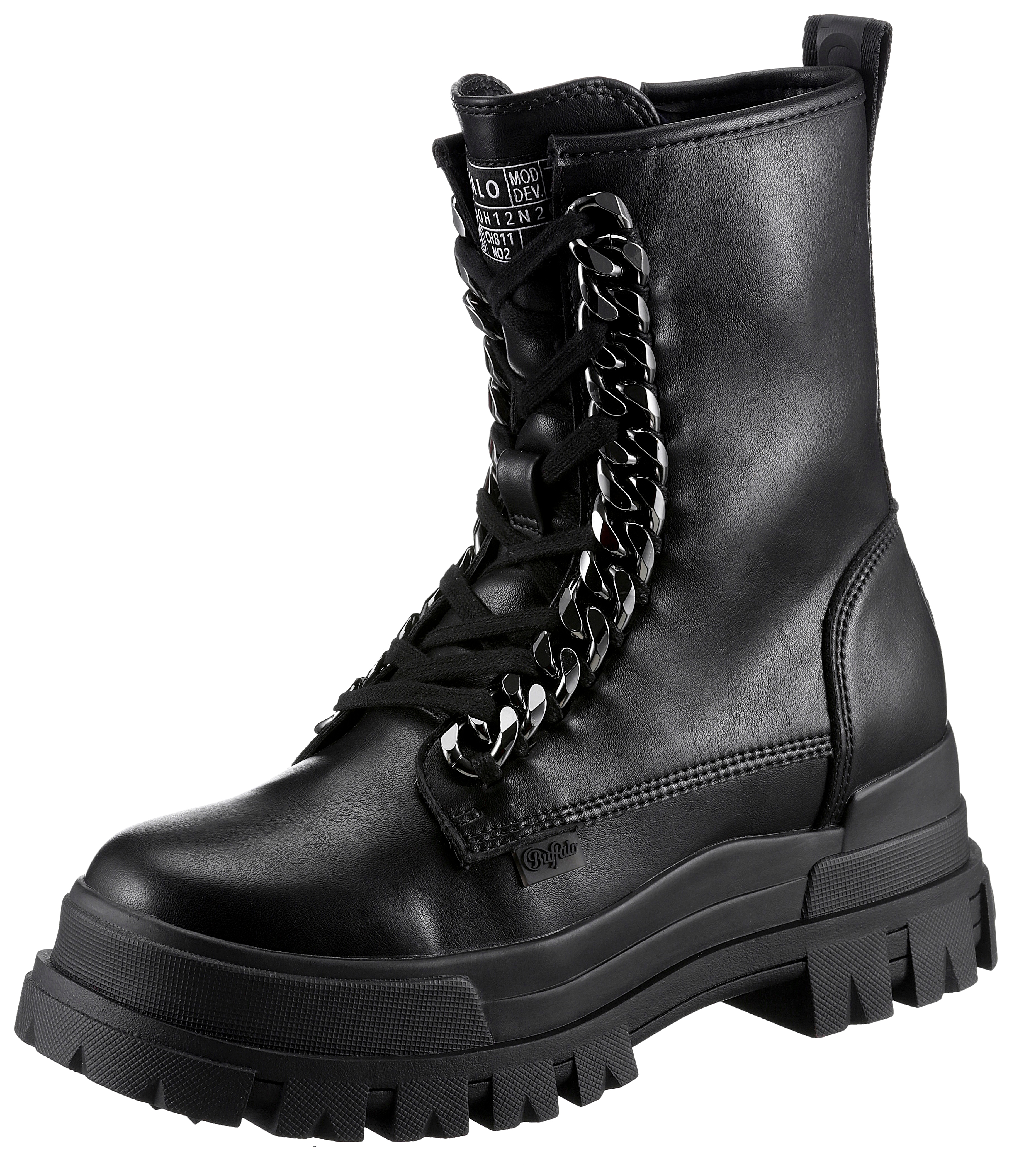 buffalo -  Schnürboots "ASPHA CHAIN LACEUP MID", in veganer Verarbeitung