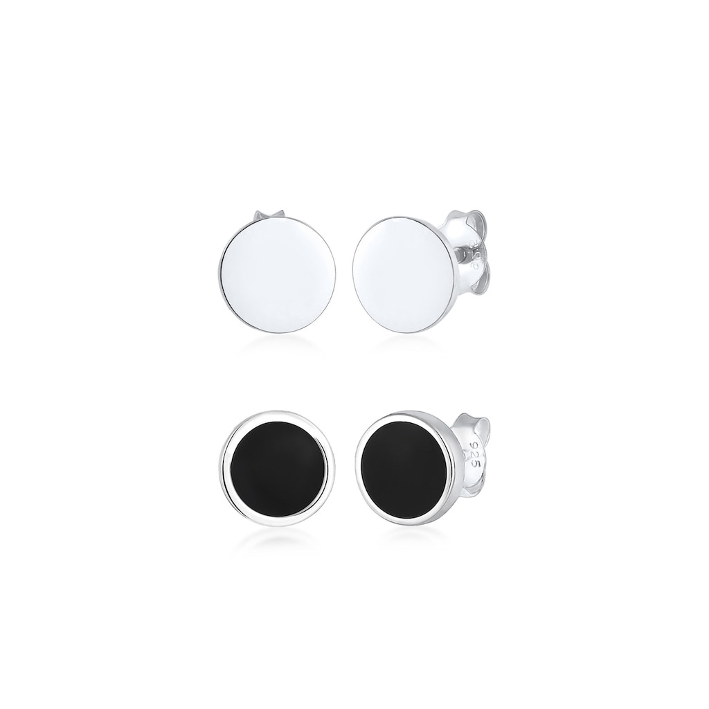 Kuzzoi Paar Ohrstecker Herren Set Kreis Geo Emaille 925 Silber Kuzzoi Paar Ohrstecker Herren Set Kreis Geo Emaille 925 Silber