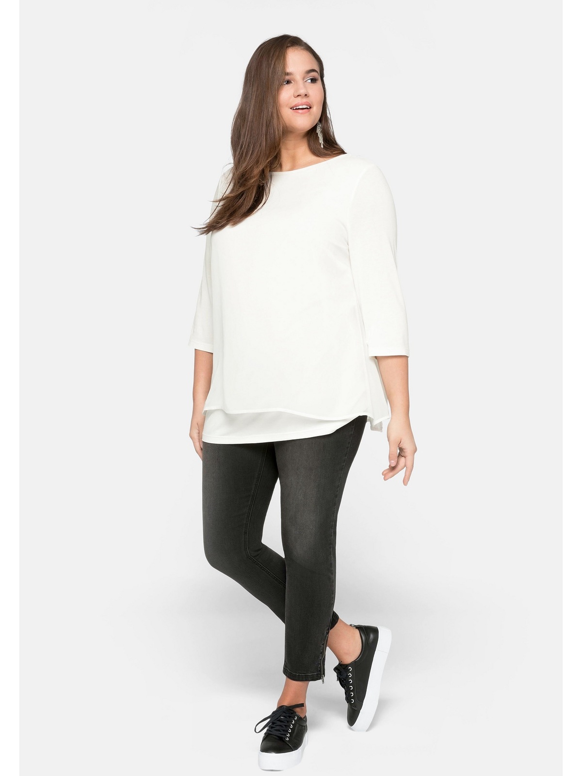 leichter Größen«, in mit A-Linie »Große Sheego shoppen Zipfelsaum Blusenshirt