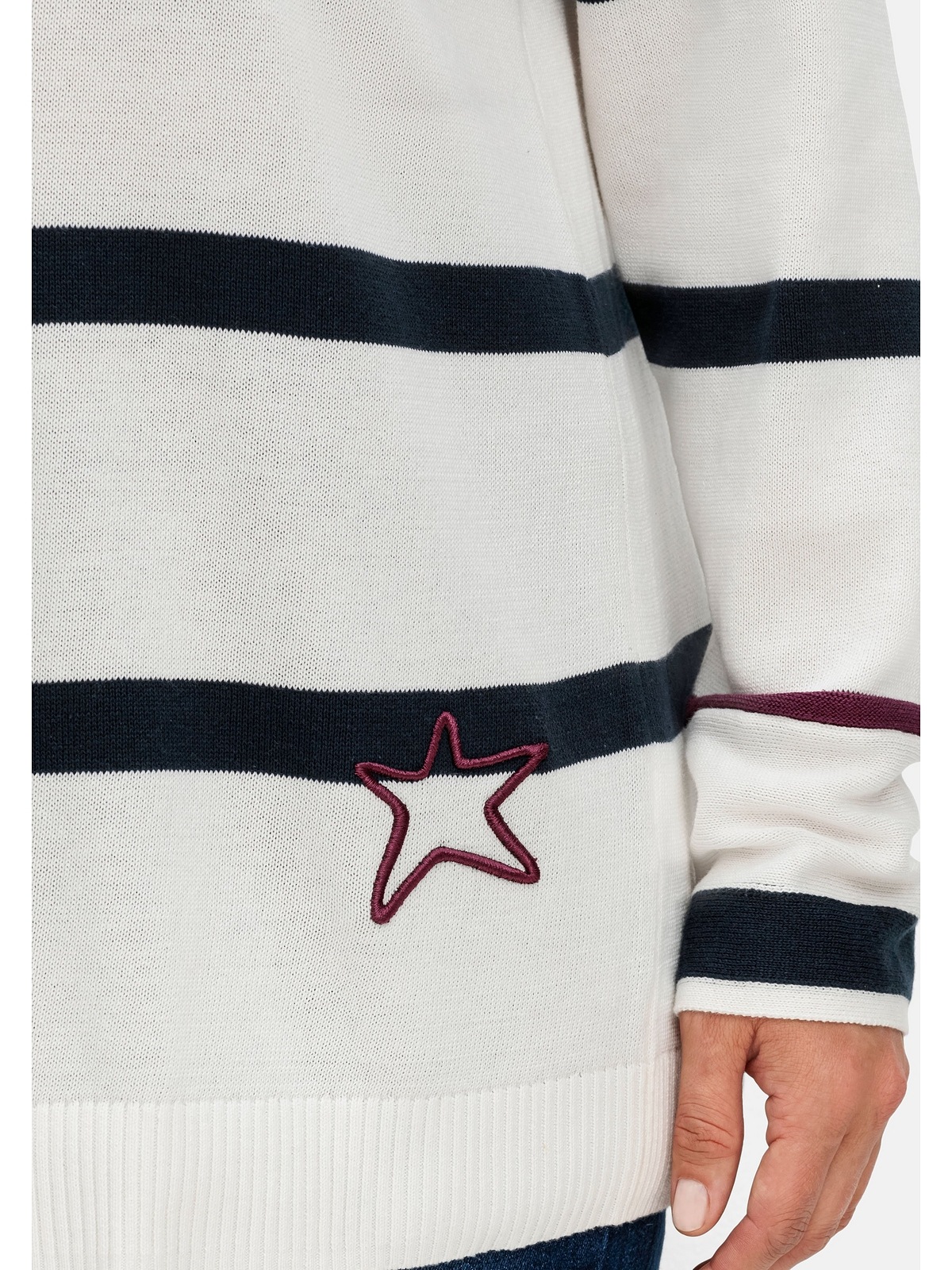 Sheego Strickpullover »Große Größen«, mit Stern-Stickerei, aus Baumwolle  online kaufen | I\'m walking