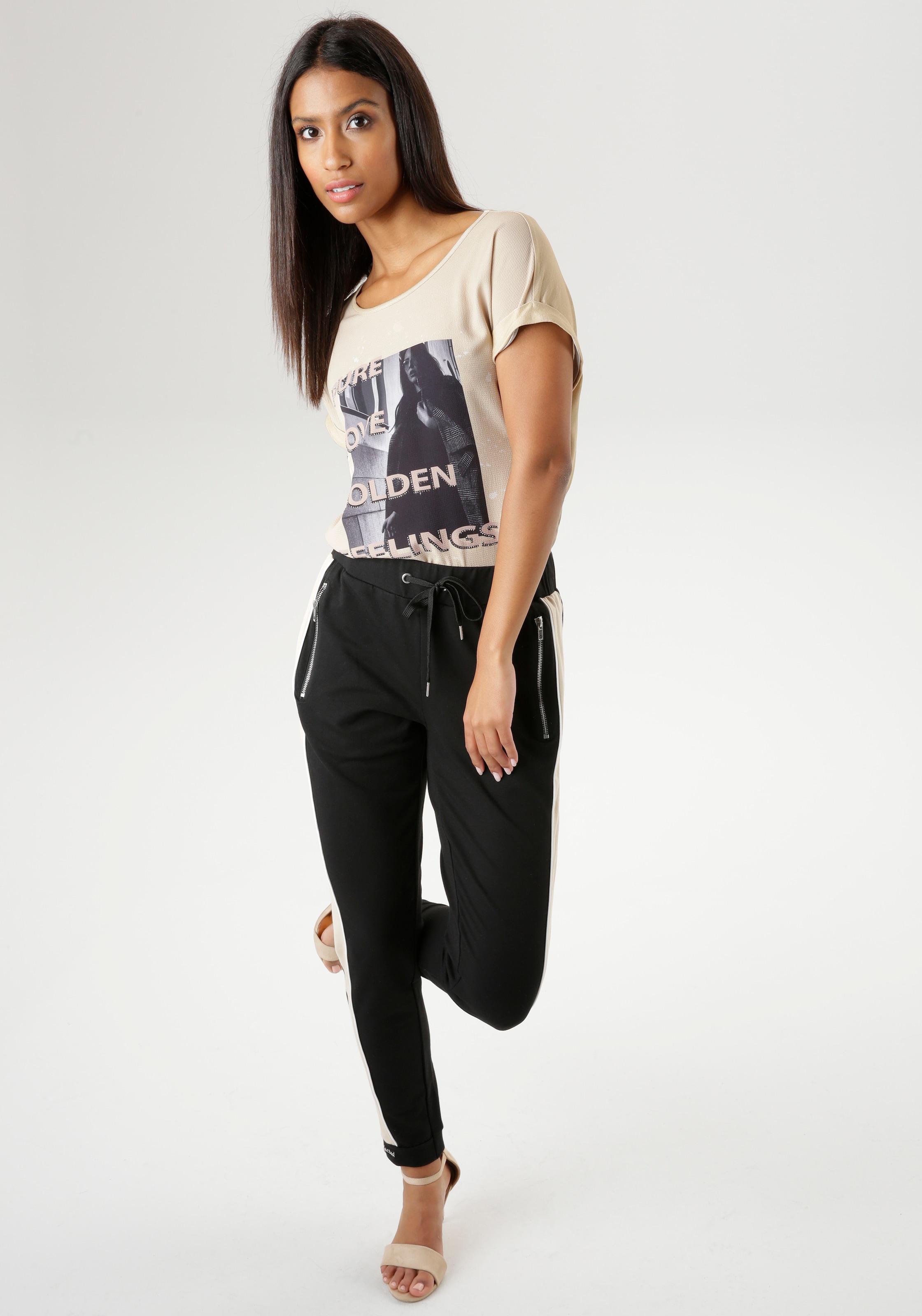Aniston SELECTED Shirtbluse, mit I\'m NEUE online walking - | und Fotoprint Glitzersteinen kaufen KOLLEKTION