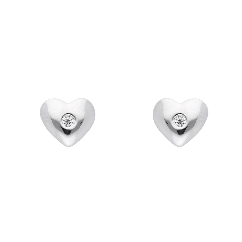 Adelia´s Paar Ohrhänger 925 Silber Ohrringe Ohrstecker Herz mit Zirkonia Silberschmuck für Damen