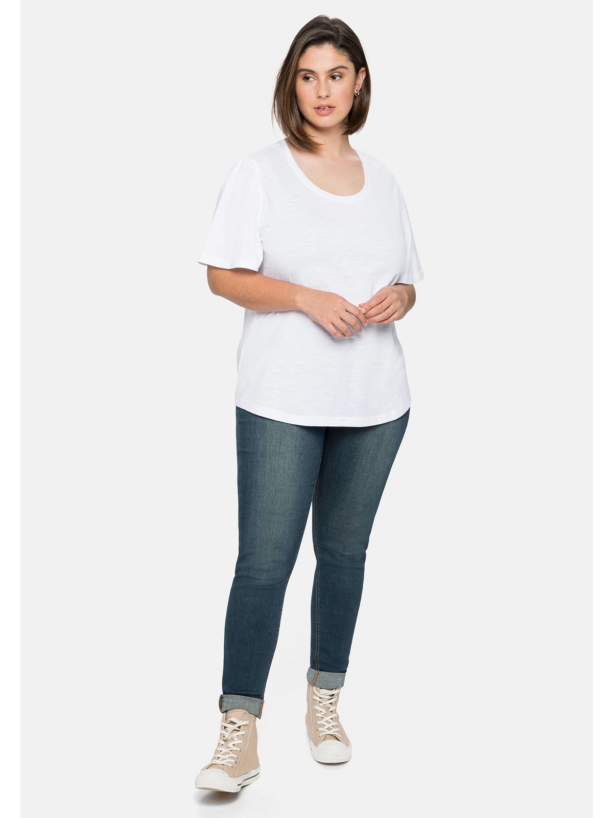 Sheego T-Shirt »Große Größen«, mit kurzen Flügelärmeln, aus reiner Baumwolle  shoppen | I'm walking