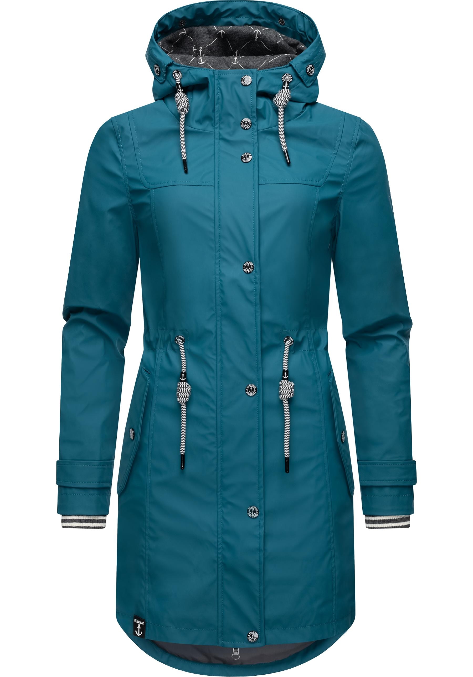 PEAK TIME Regenjacke »L60042«, Regenmantel für shoppen Damen mit stylisch Kapuze, taillierter