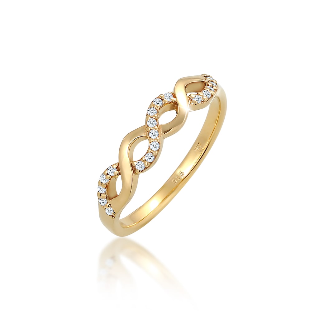 Elli DIAMONDS Verlobungsring Infinity Verlobung Diamant (0.09 ct.) 585 Gelbgold