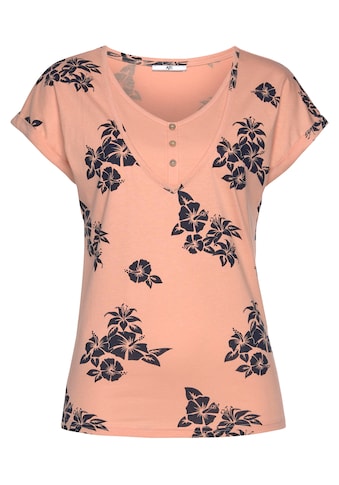 AJC T-Shirt, mit Floralprint and Zierknopfleiste - NEUE KOLLEKTION kaufen