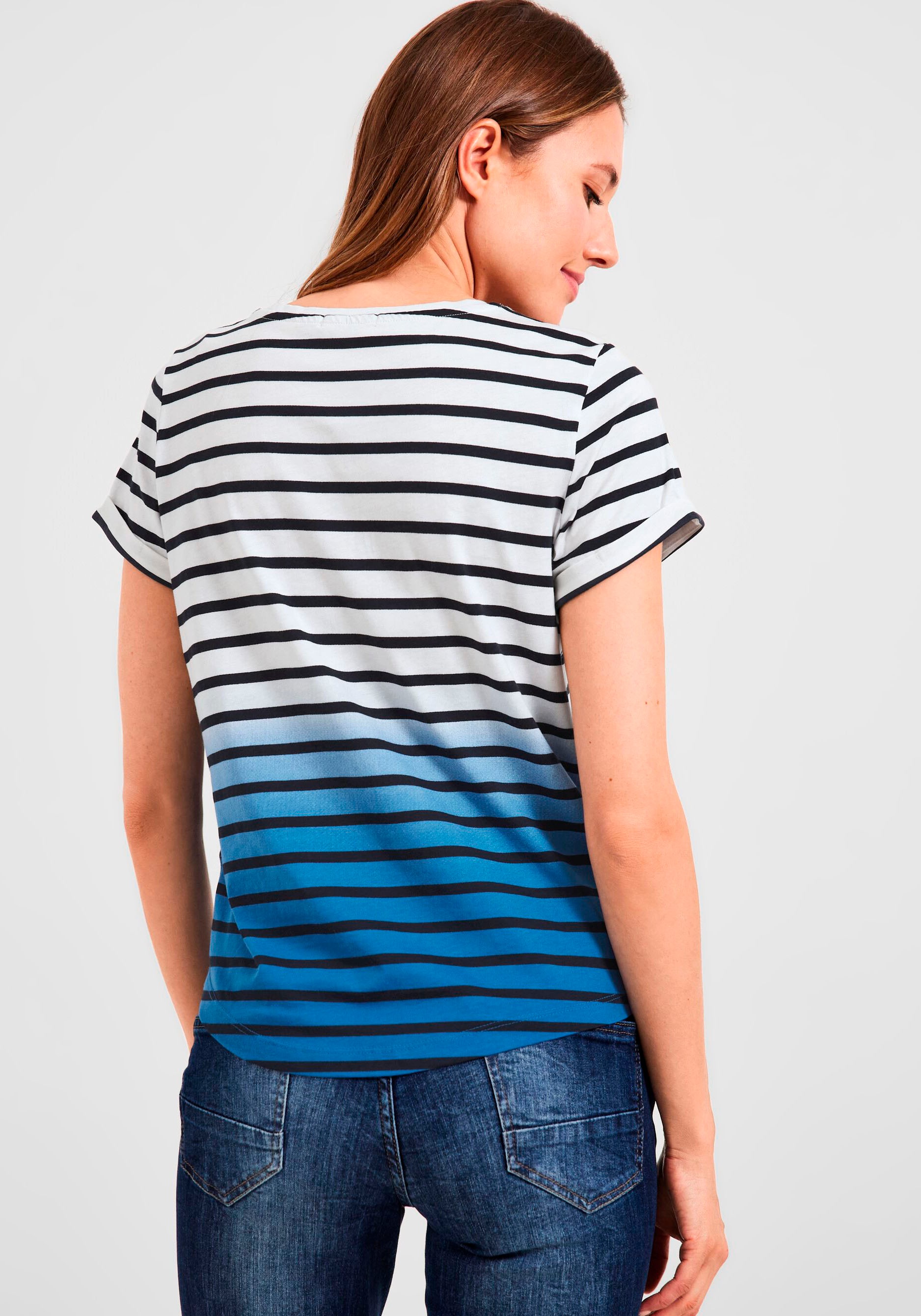 Cecil T-Shirt »EOS_Stripe Dip Dye online gewollten T-Shirt«, mit Falten