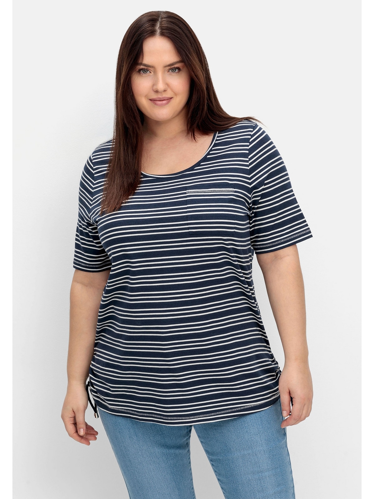 der Seitennaht »Große Sheego shoppen Tunnelzug T-Shirt mit Größen«, in