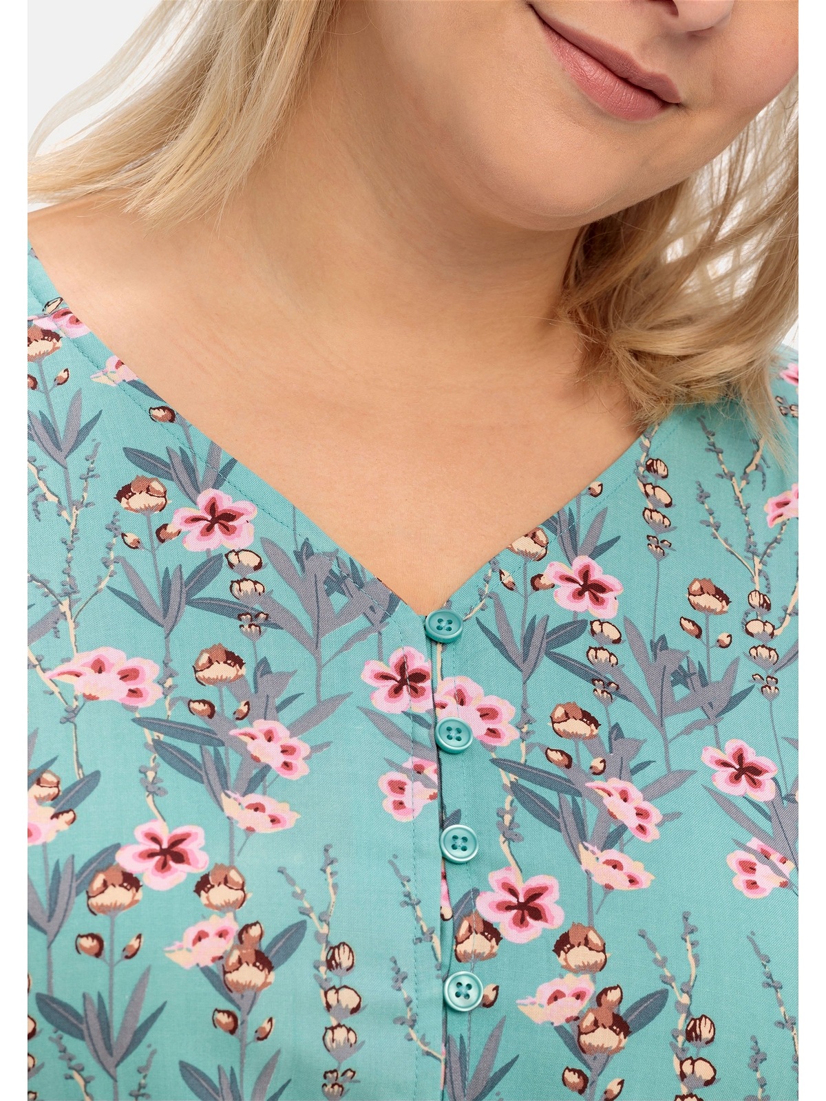 sheego by Joe Taille Blumenprint mit »Große und Größen«, kaufen Browns Sommerkleid gesmokter