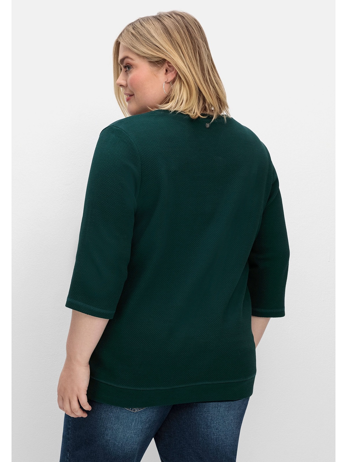 Sheego Sweatshirt »Große seitlich Größen«, Waffelpiqué, aus shoppen mit Zierband