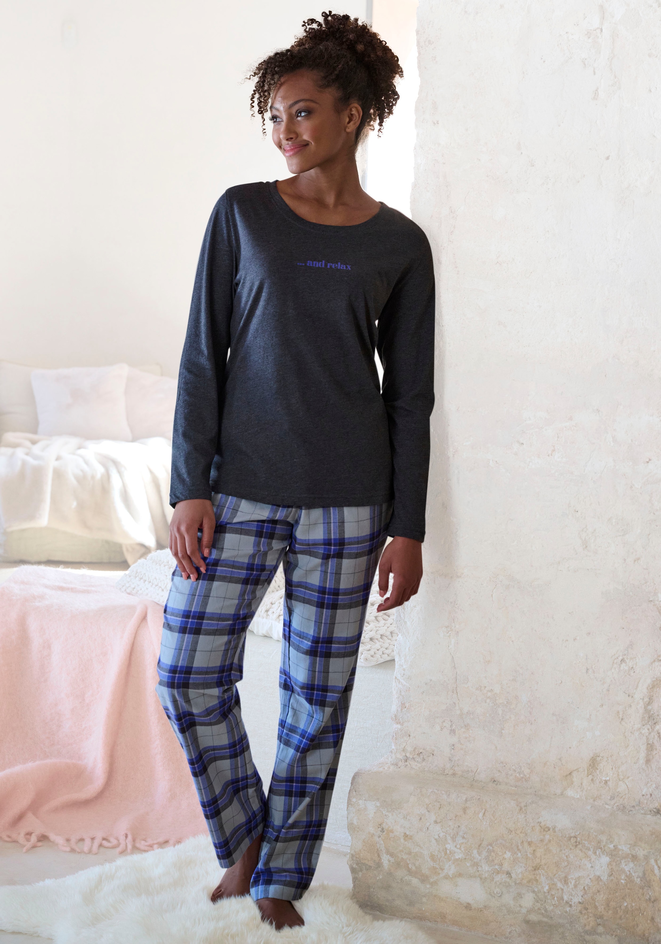 Vivance Dreams Pyjama, (2 I\'m walking tlg.), Flanell aus weichem | kuschelig kaufen online