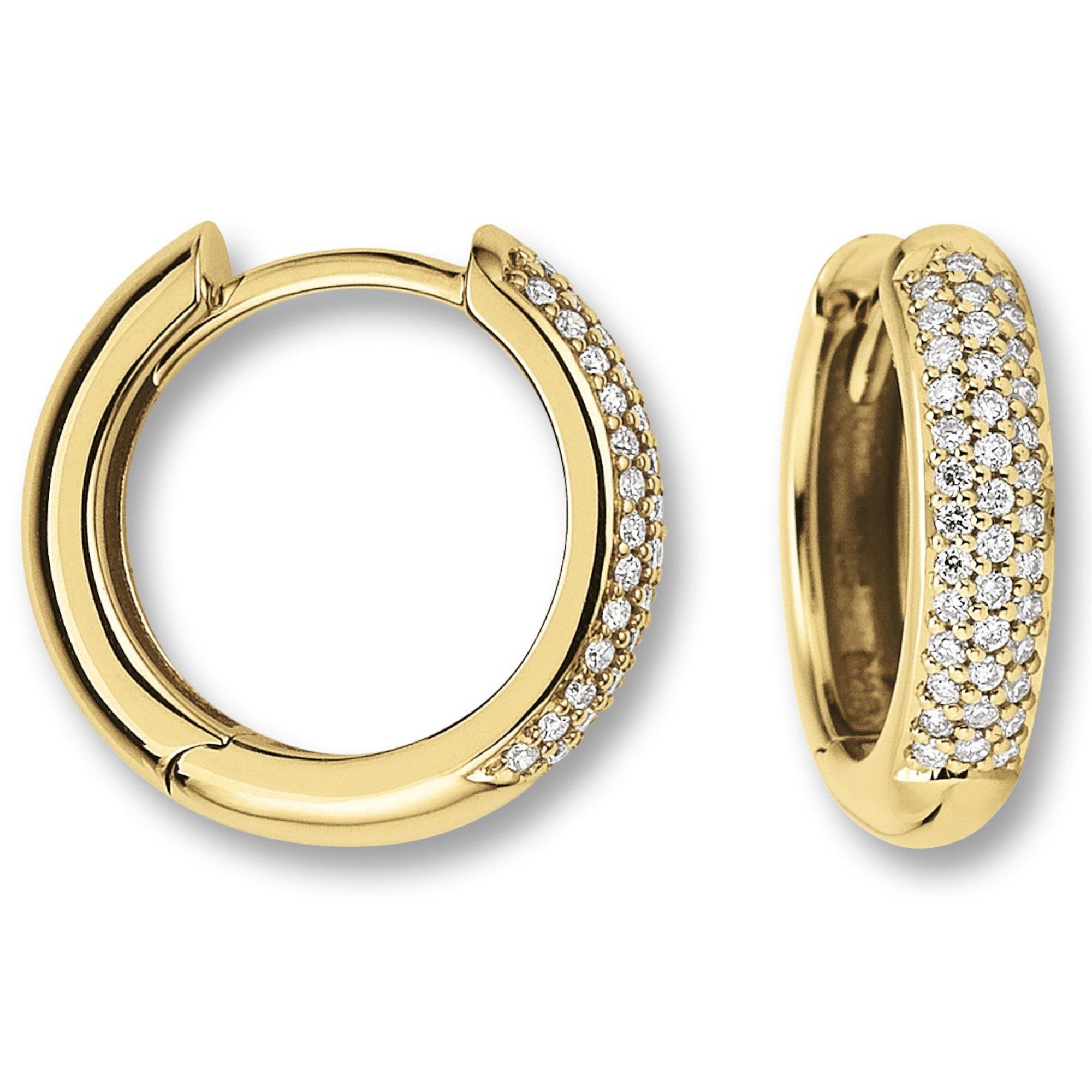 Damen Paar ONE ELEMENT Creolen Creolen 25 Schmuck Gelbgold Ohrringe Brillant Gold 0 585 aus Diamant ct