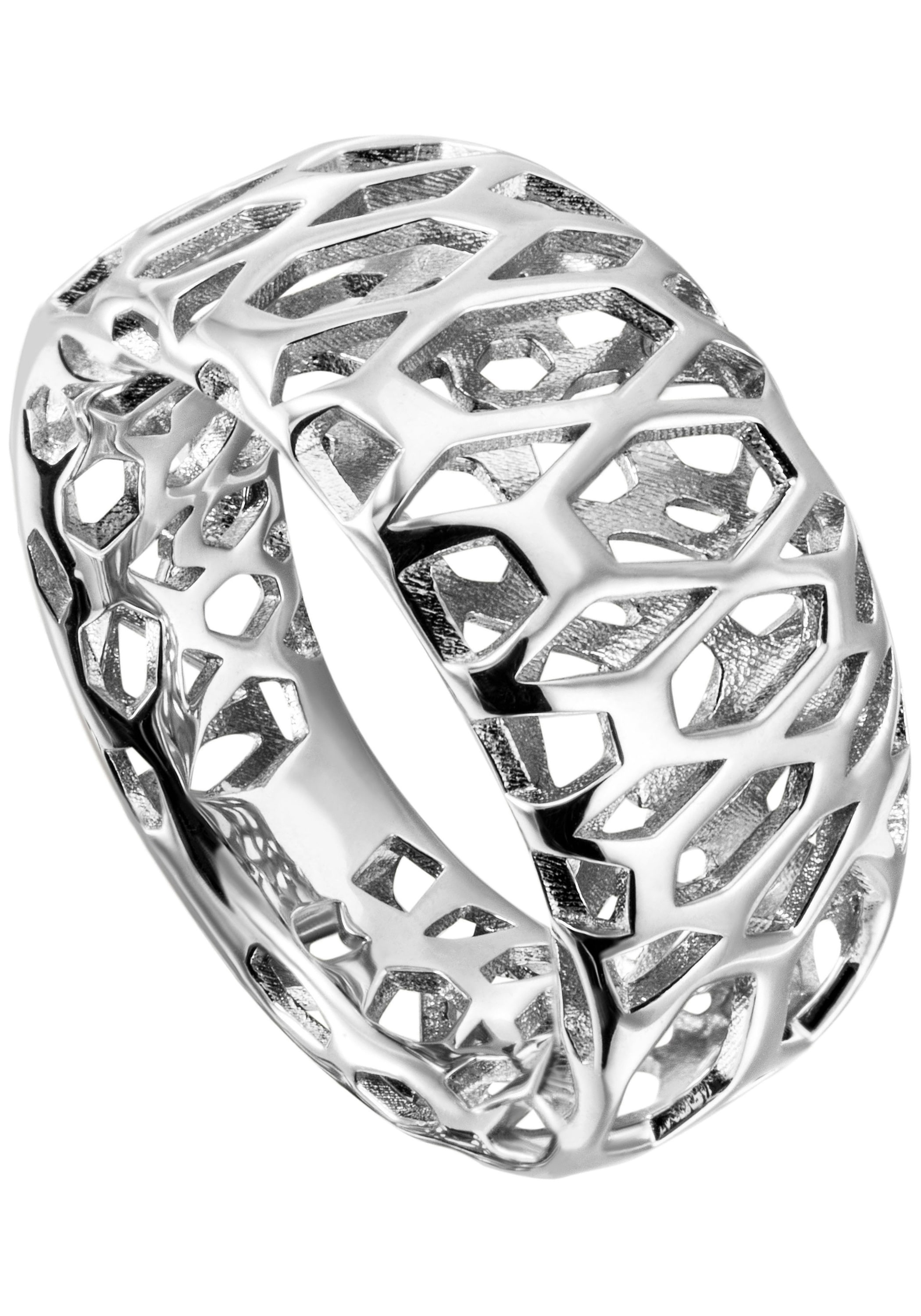 925 | Onlineshop Fingerring I\'m »Ring Silber im JOBO walking rhodiniert breit«,