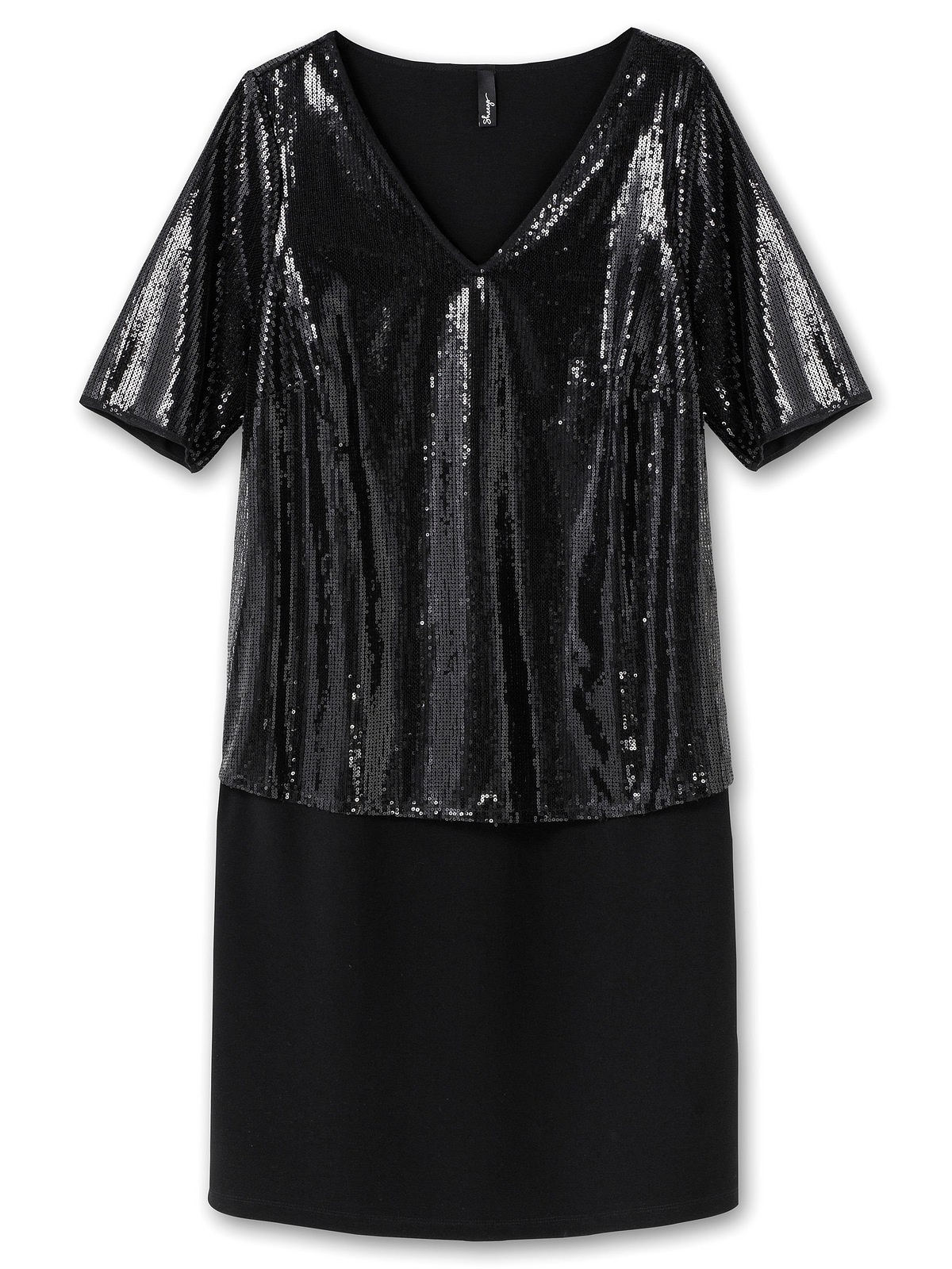 sheego -  Cocktailkleid "Cocktailkleid", im Lagenlook, mit Pailletten-Oberteil