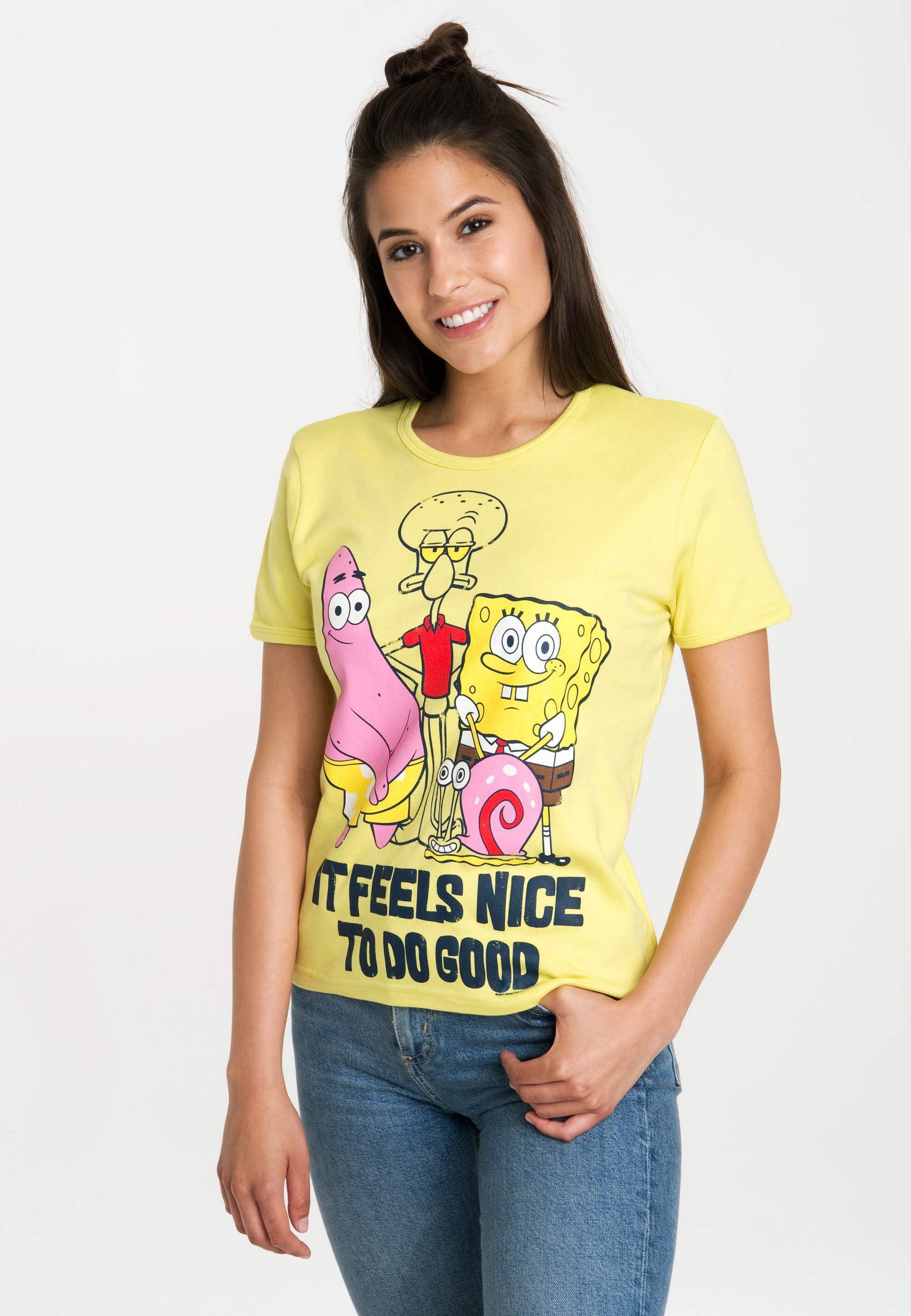 LOGOSHIRT T Shirt Spongebob It Feels Nice mit lizenziertem