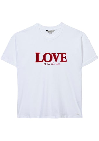 Herrlicher Rundhalsshirt »STINA VALENTINSTAGSSHIRT«, mit Flockprint „Love is in the air“ kaufen