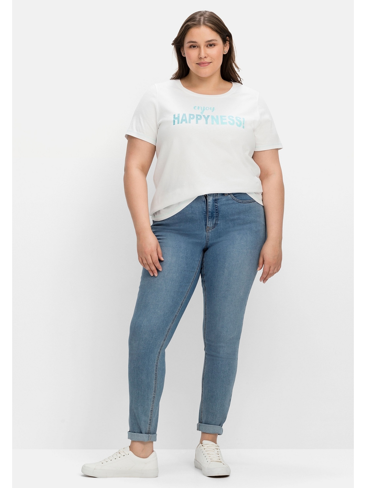 Sheego T-Shirt »Große Größen«, mit | I\'m online Wordingprint, leicht walking tailliert