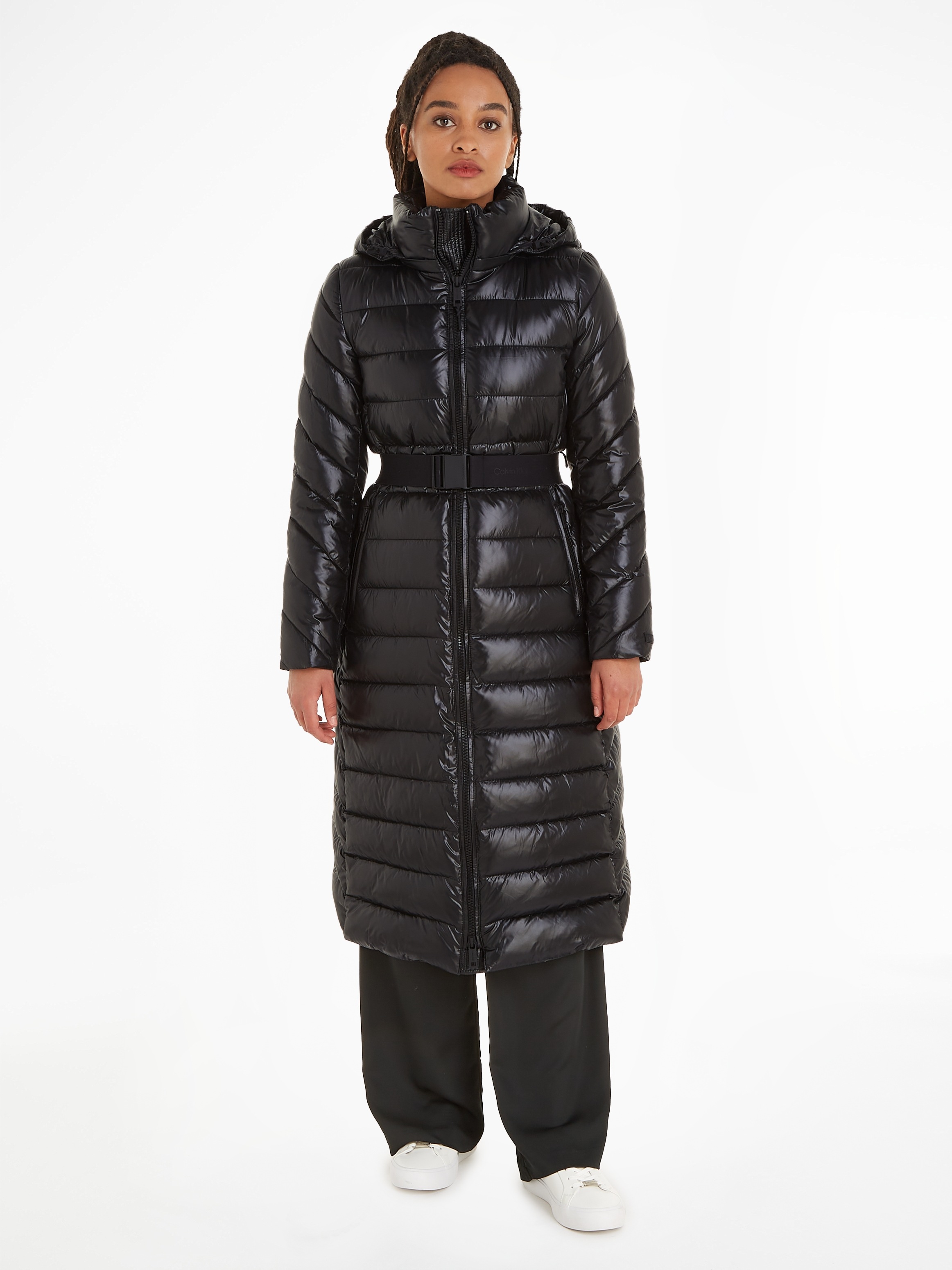 Calvin Klein walking Markenlabel PADDED mit COAT«, BELTED online | LW MAXI I\'m »ESS Steppmantel
