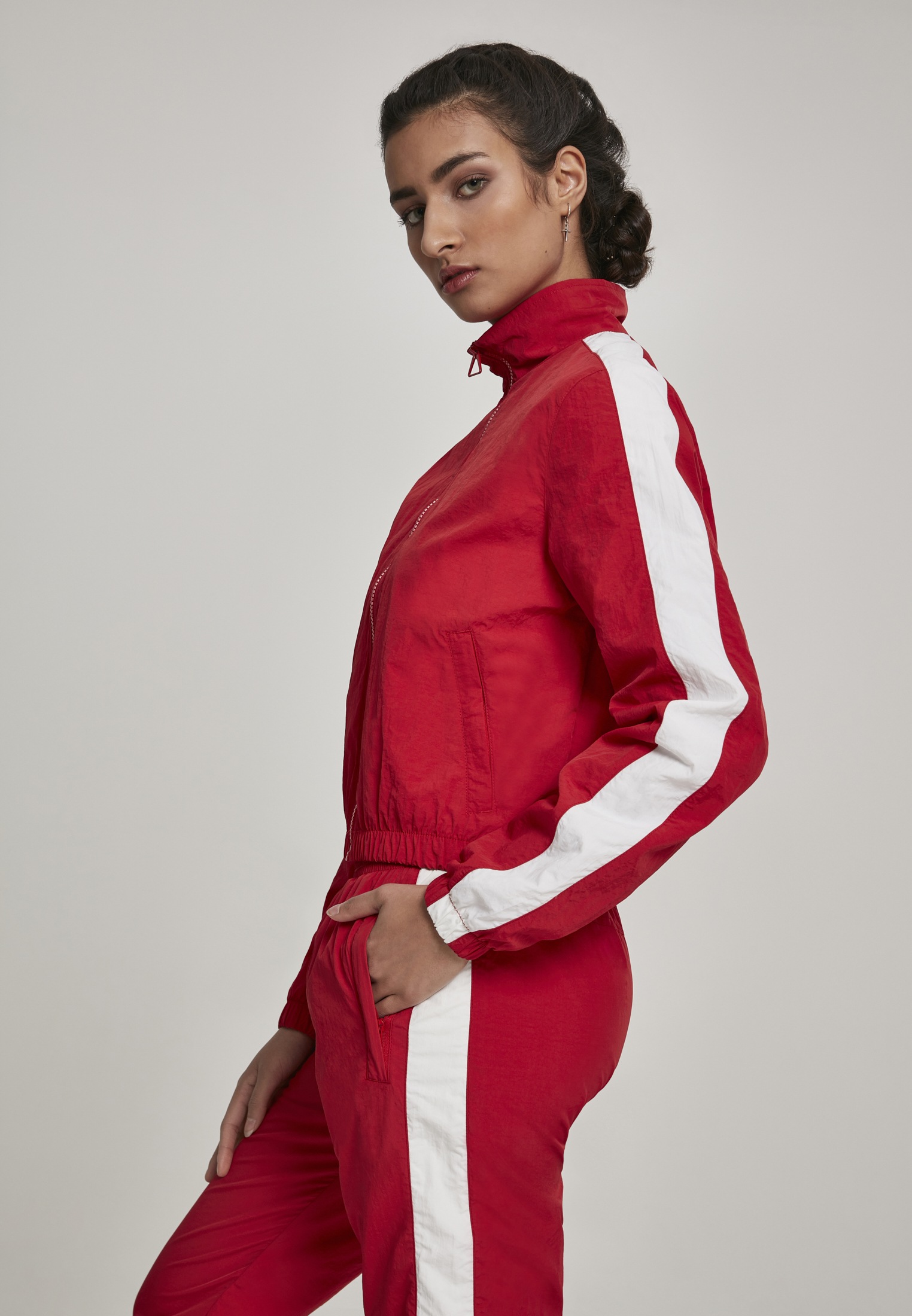 Jacket«, Short »Damen shoppen URBAN Striped Ladies Track Outdoorjacke Crinkle Kapuze St.), CLASSICS ohne (1