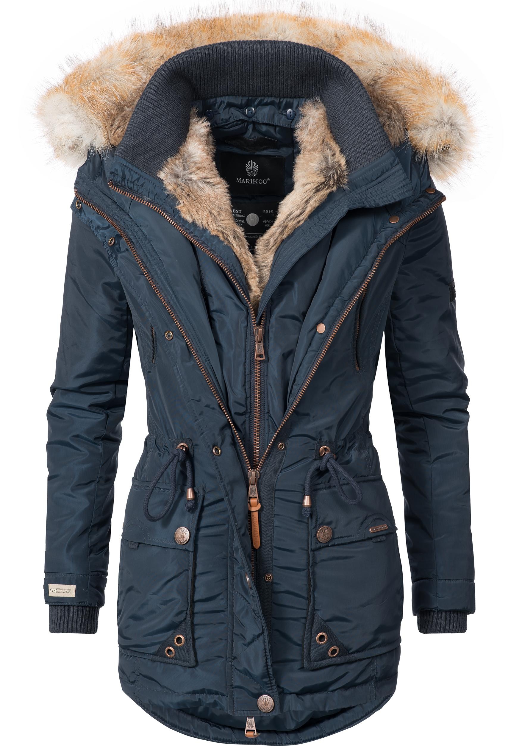 Marikoo Wintermantel »Grinsekatze«, stylischer Winter Parka m. edlem Fellimitat kaufen