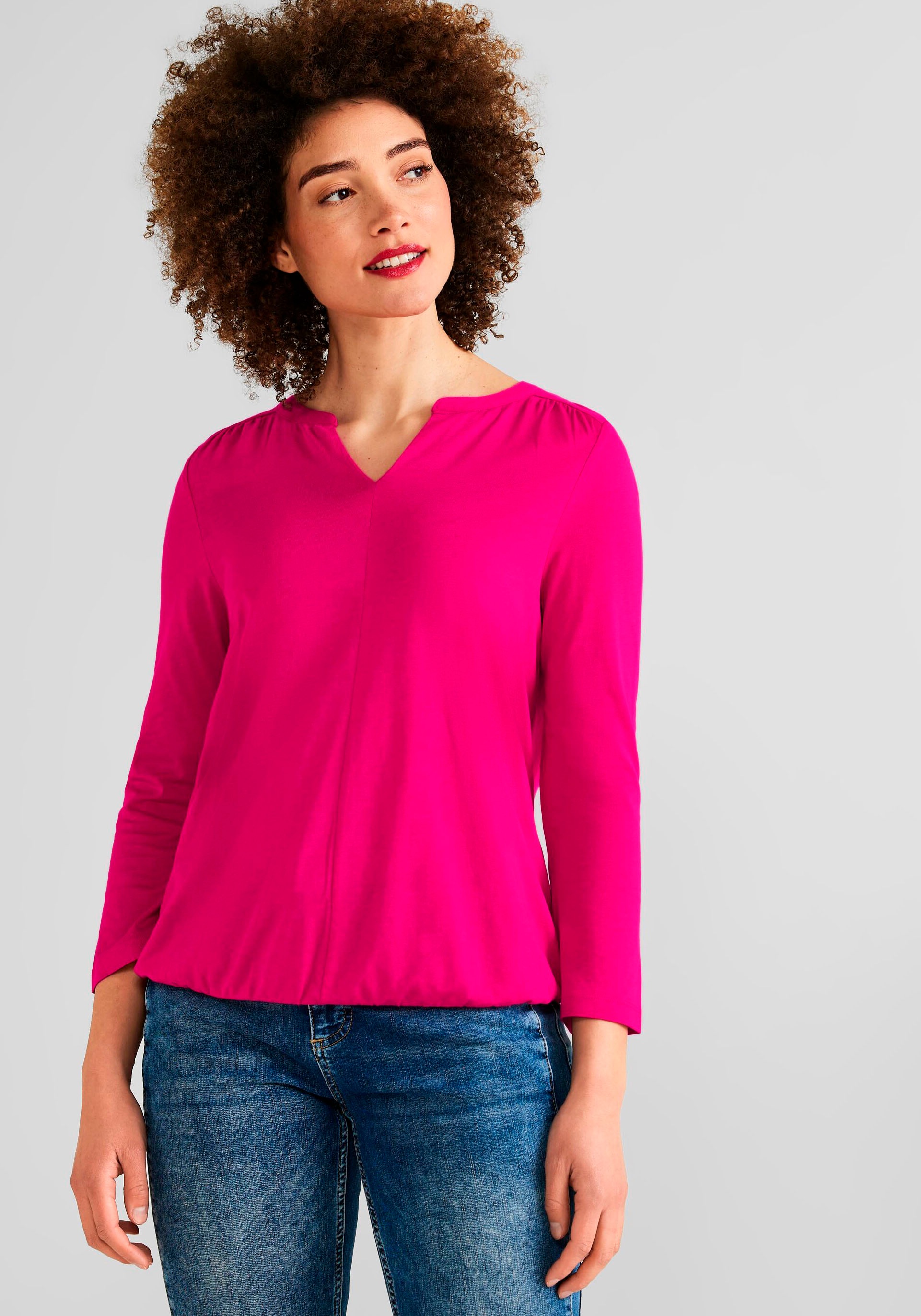 STREET ONE 3/4-Arm-Shirt, mit geschlitztem Rundhalsausschnitt kaufen