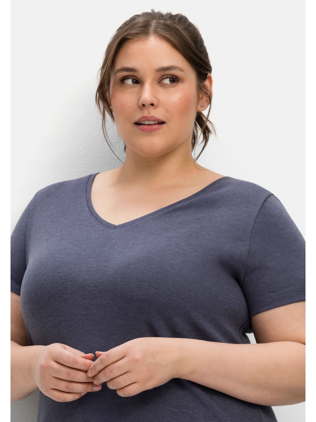 Sheego T-Shirt Größen«, kaufen »Große V-Ausschnitt mit