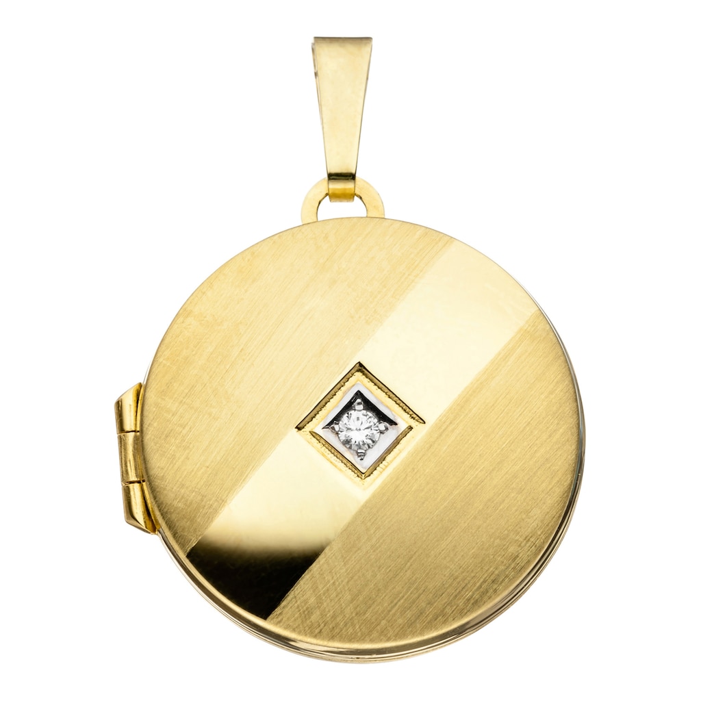 JOBO Medallionanhänger Anhänger Medaillon rund 333 Gold mit Zirkonia