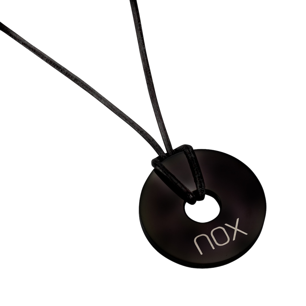 NOX Kette mit Anhänger Scheibe Edelstahl Lederkette 60cm