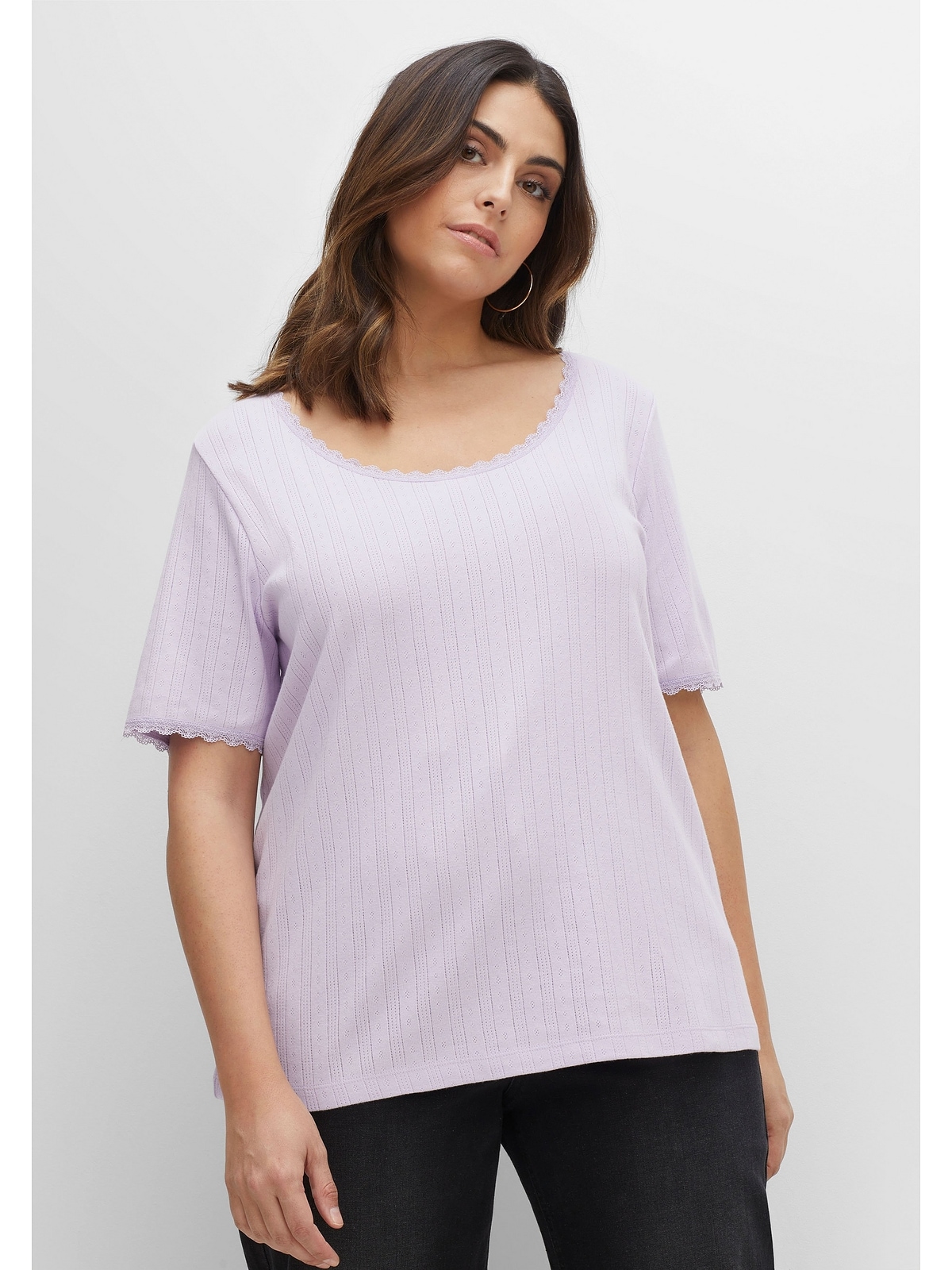 Sheego T-Shirt »Große Größen«, mit Lochmuster und Spitze shoppen