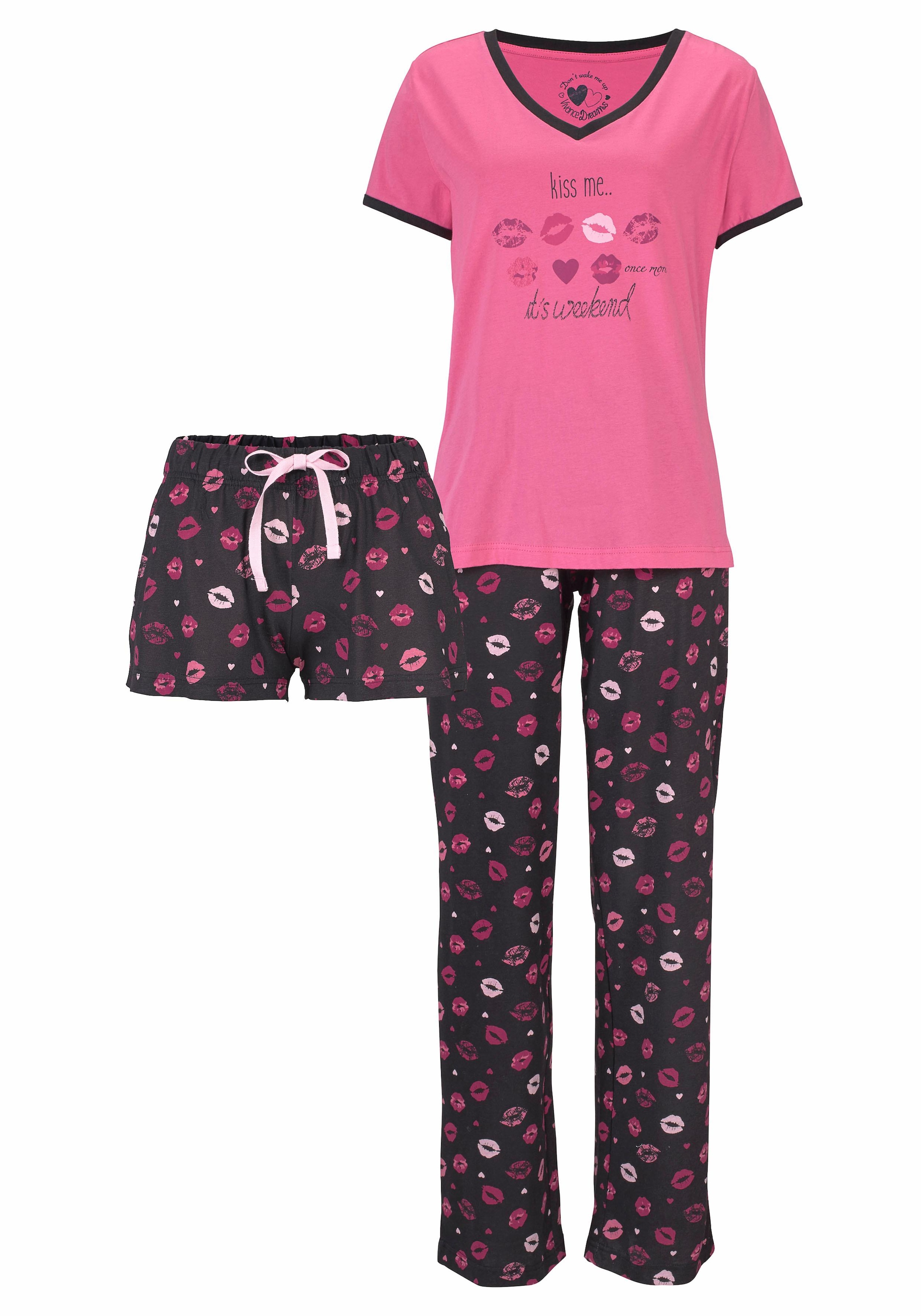 Vivance tlg.), Kussmund & bestellen Rechnung Dreams Pyjama, mit Print Wäsche (3 auf