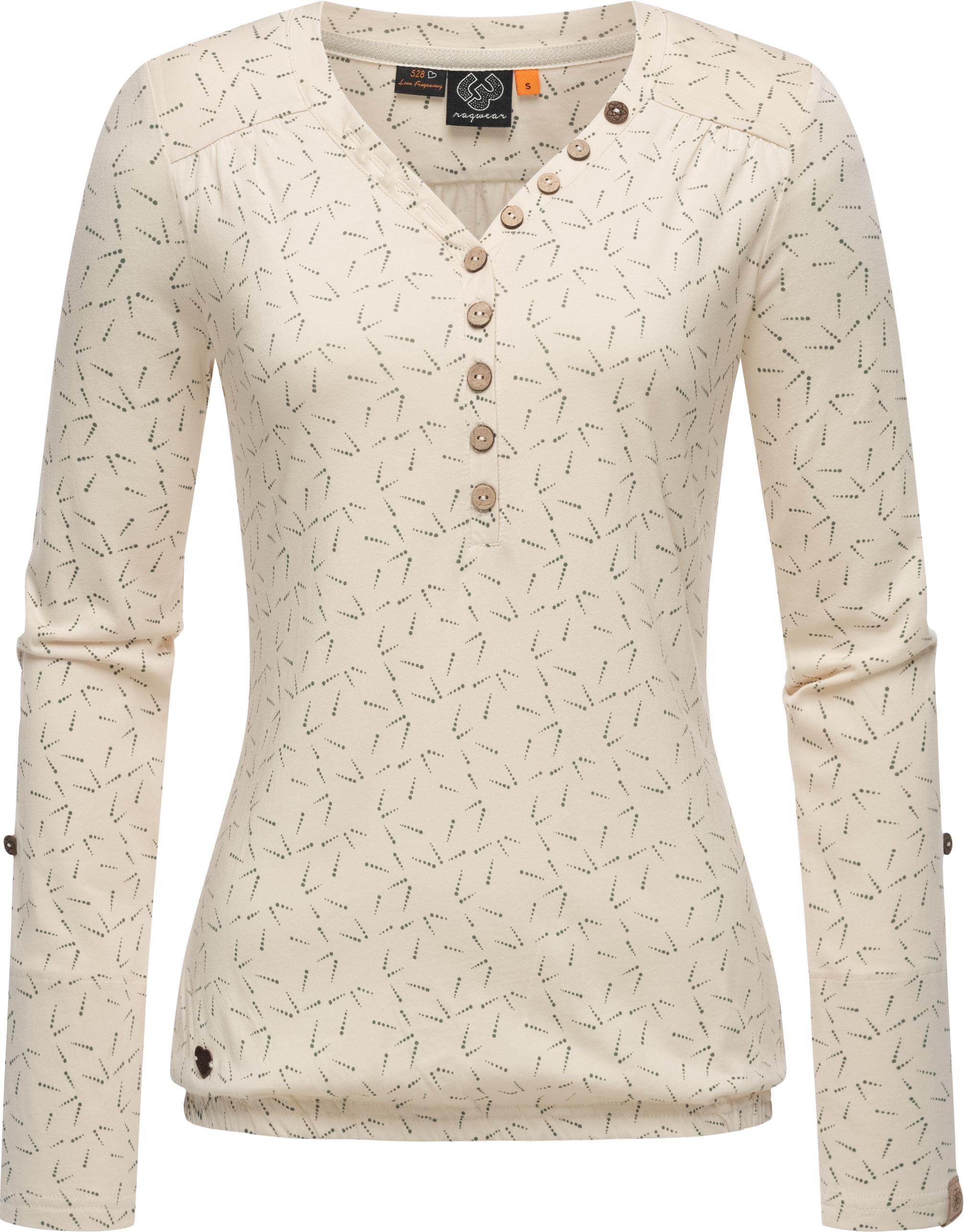 Ragwear I\'m online Knöpfen Damen »Pinchi Dots«, kaufen Longsleeve Stylisches Langarmshirt mit | walking