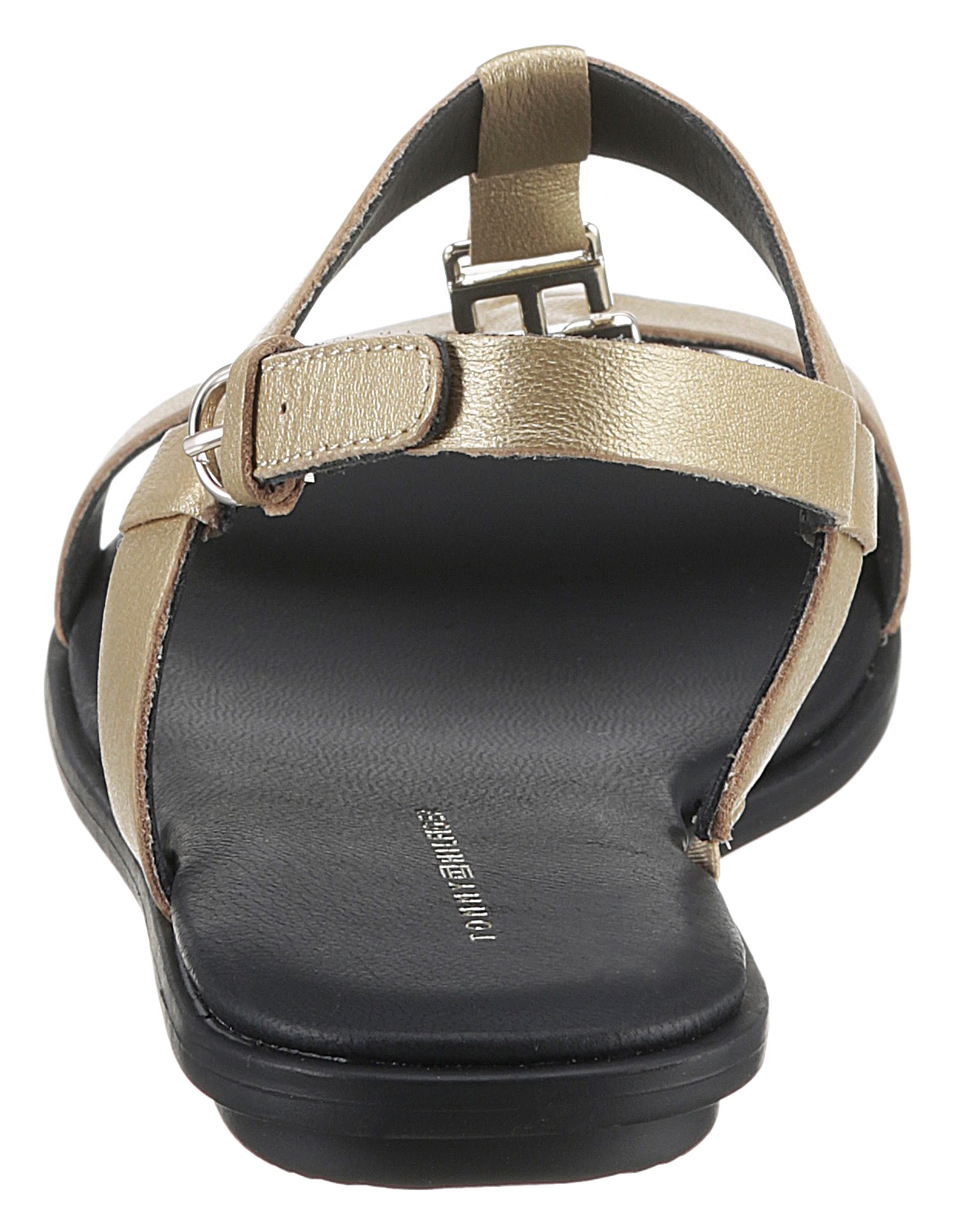 Tommy Hilfiger Riemchensandale TH FLAT SANDAL GOLDEN mit TH-Schmuckelement